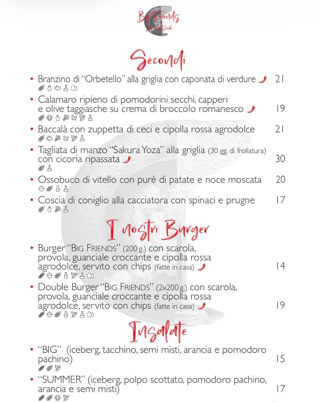 Big Friends Rome - Eat and Drink меню
