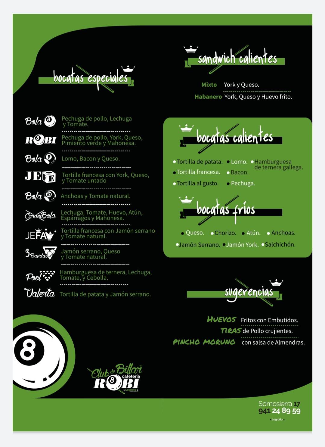 Billiard Club Cafe ROBI меню