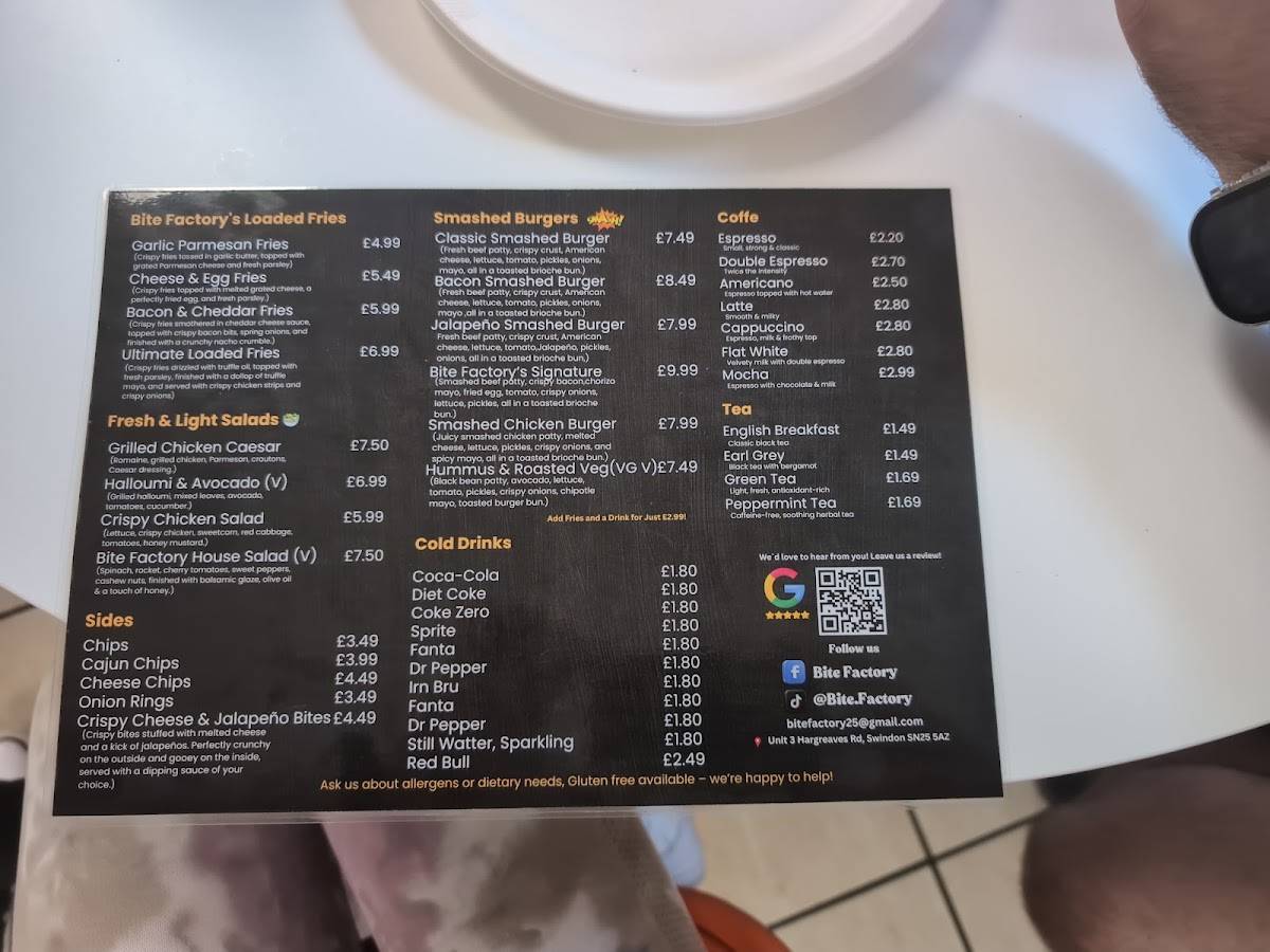 Bite Factory (Swindon) меню