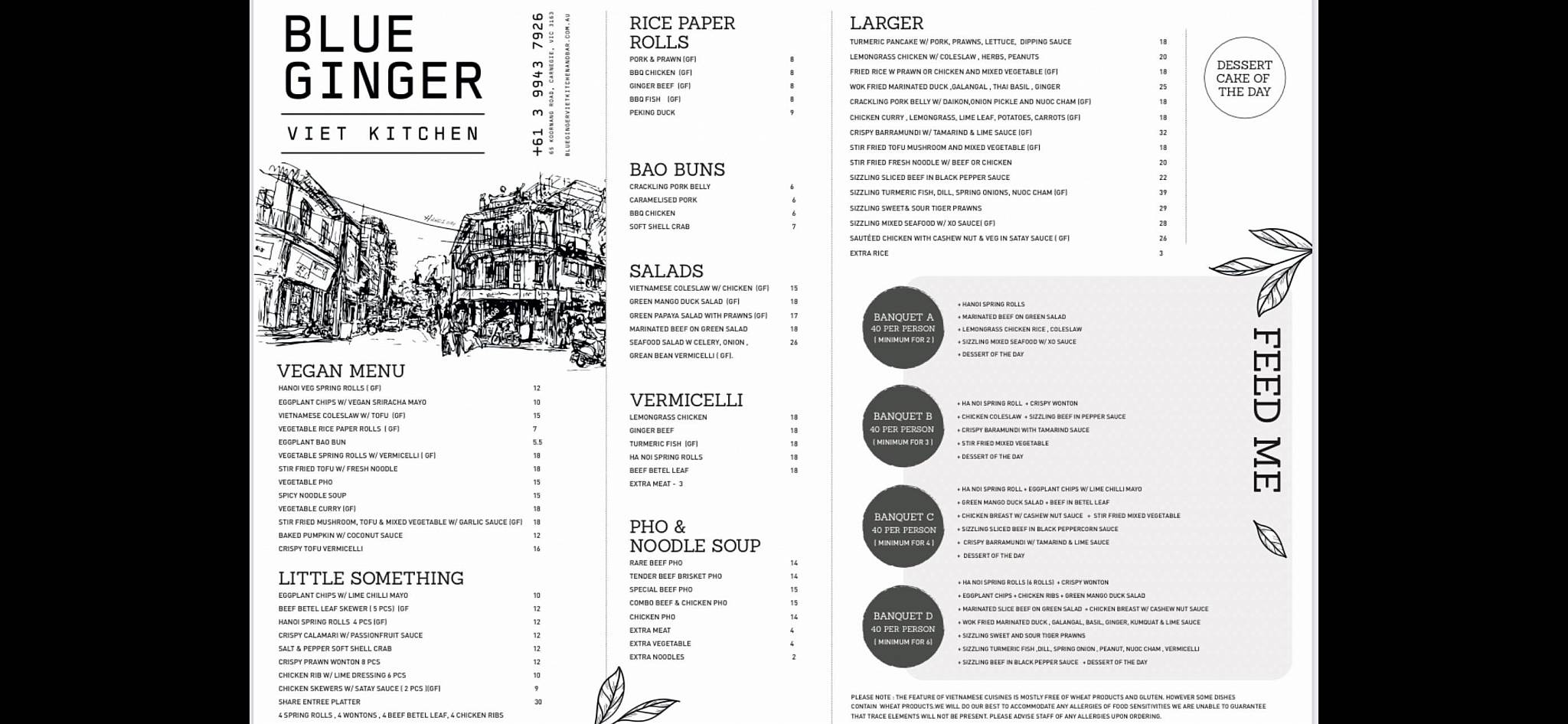 Blue Ginger Viet Kitchen And Bar меню