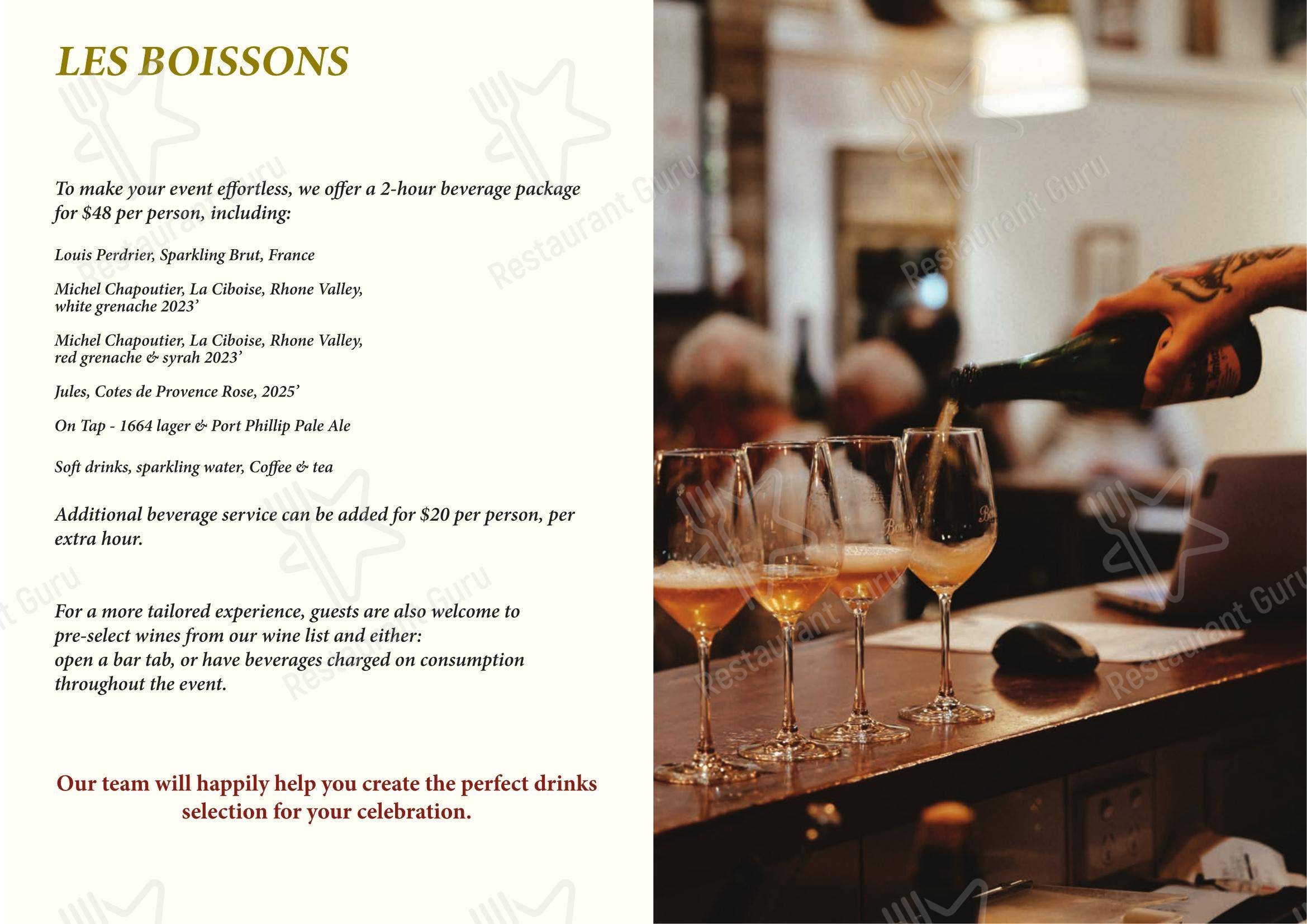Меню паба и бара Bon Ap' Petit Bistro - Wine Menu