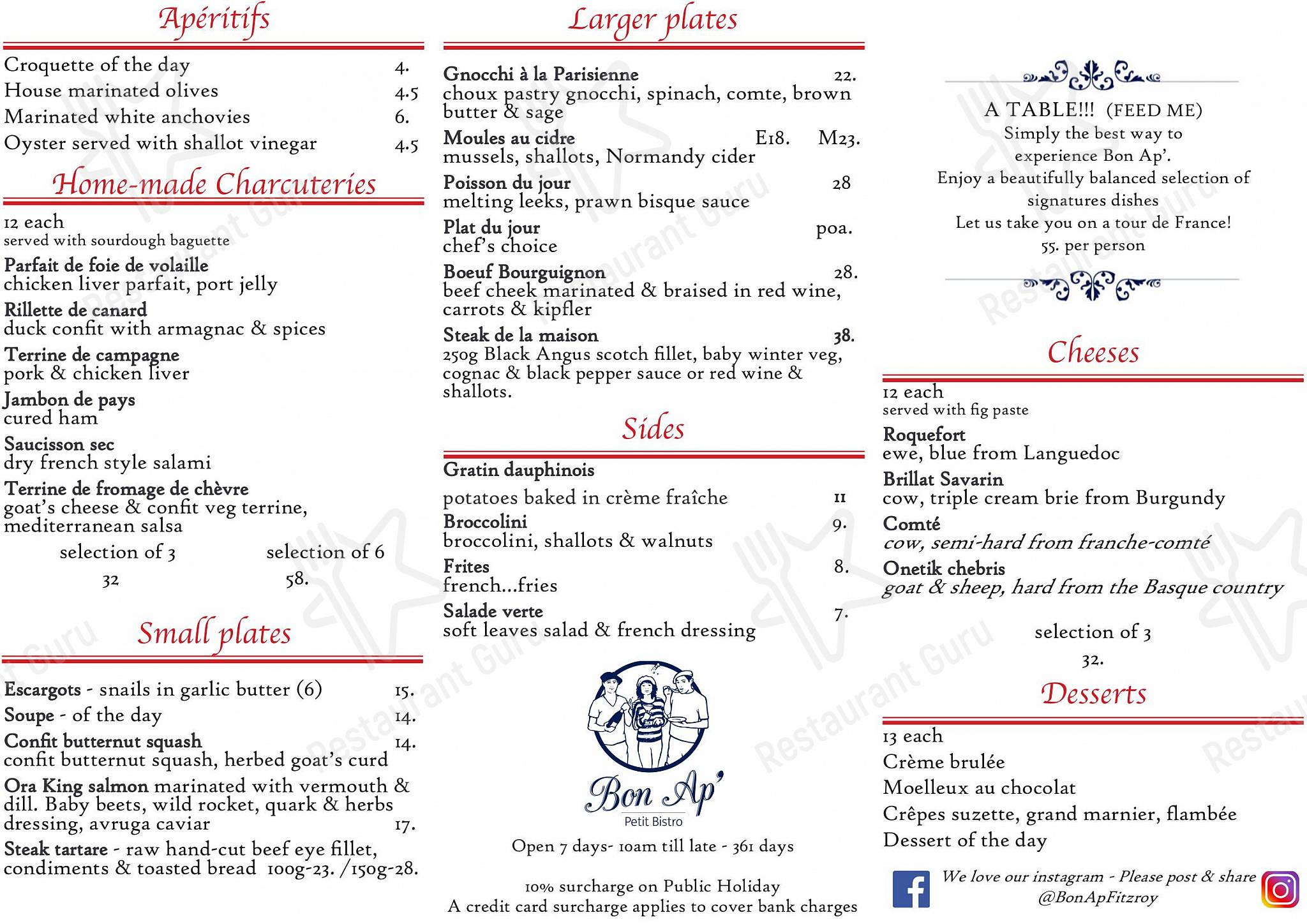 Меню паба и бара Bon Ap' Petit Bistro - Wedding Menu