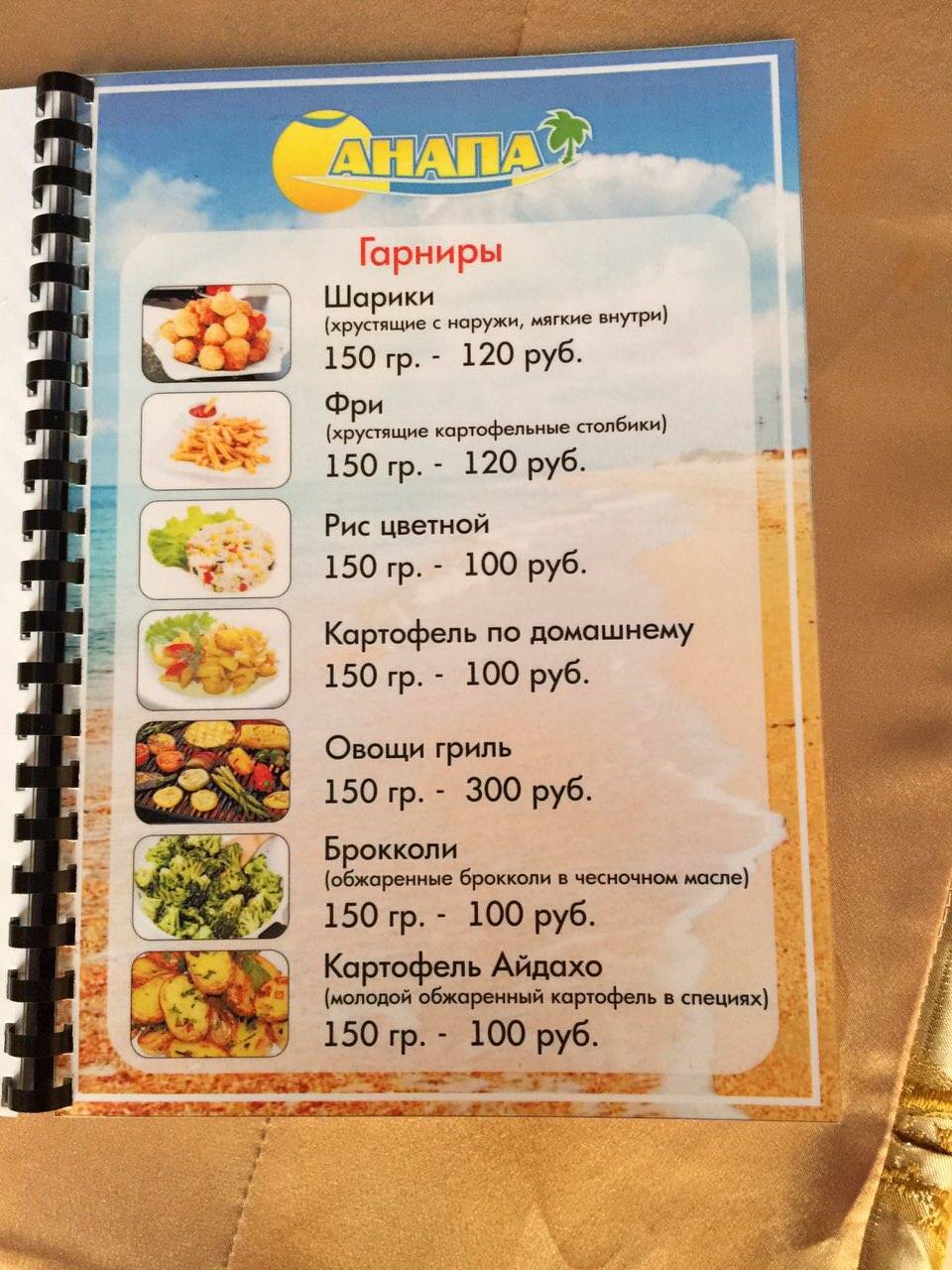 Анапа меню