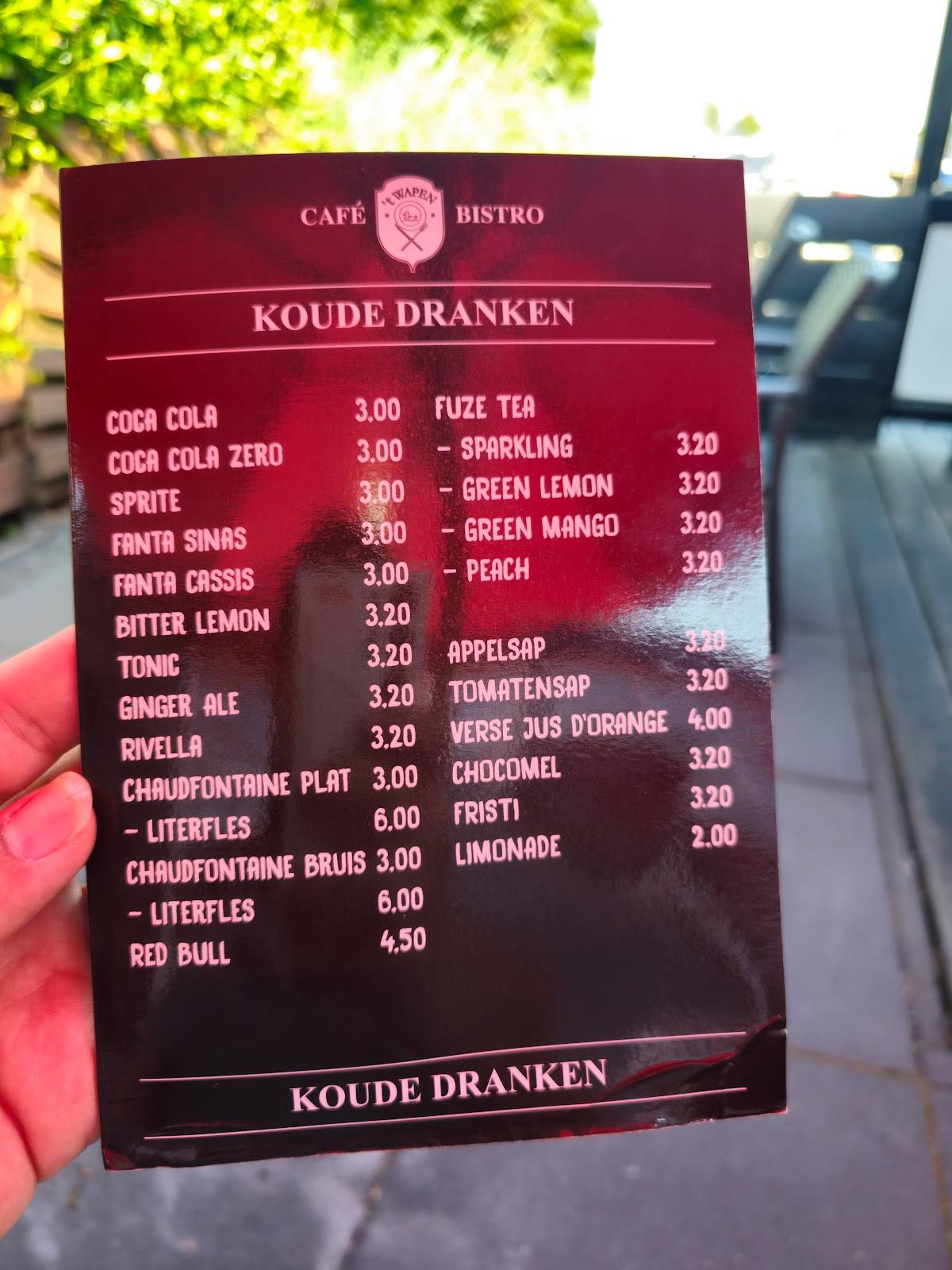 Café - Bistro 't Wapen меню