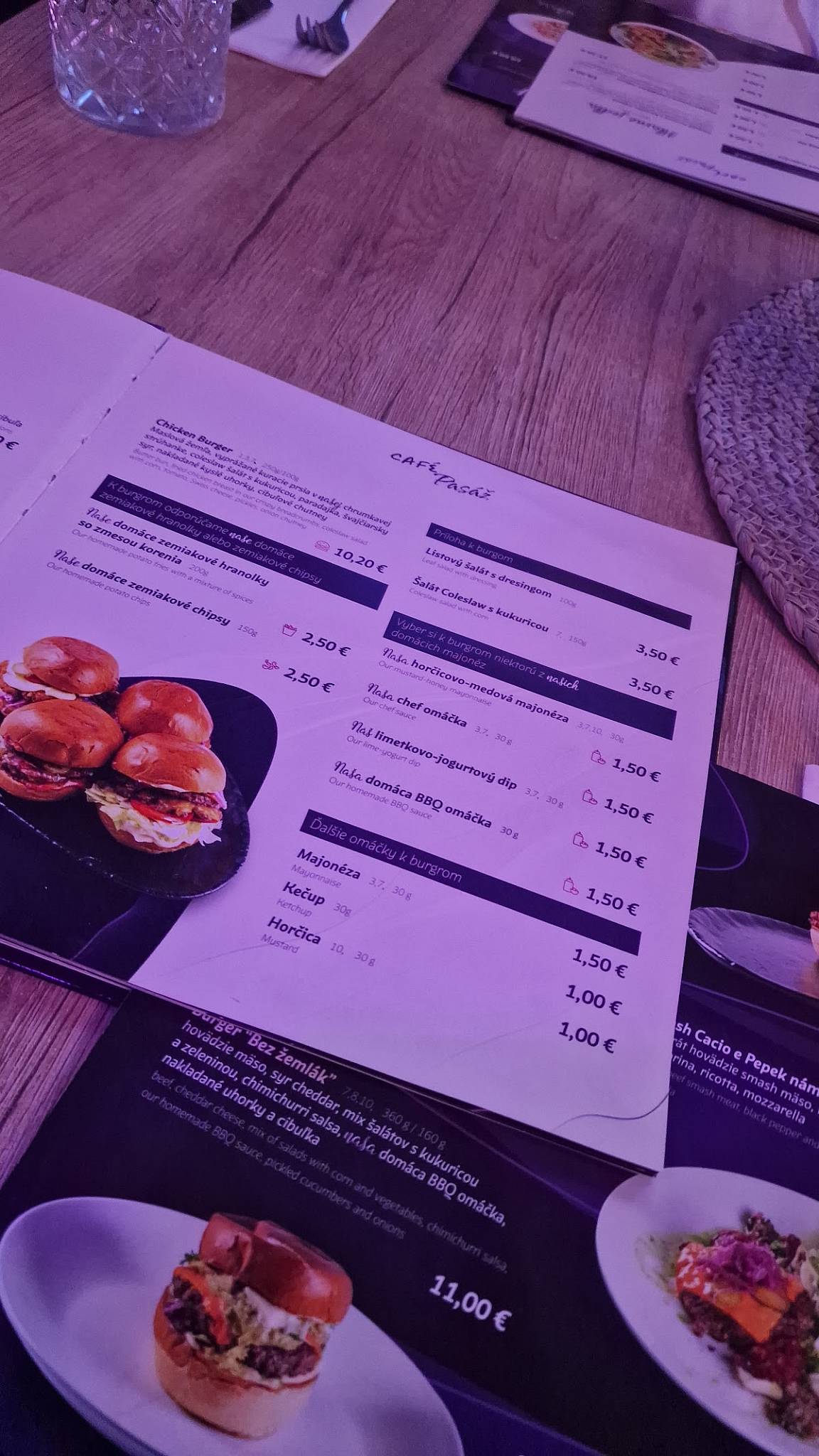 Café Pasáž меню