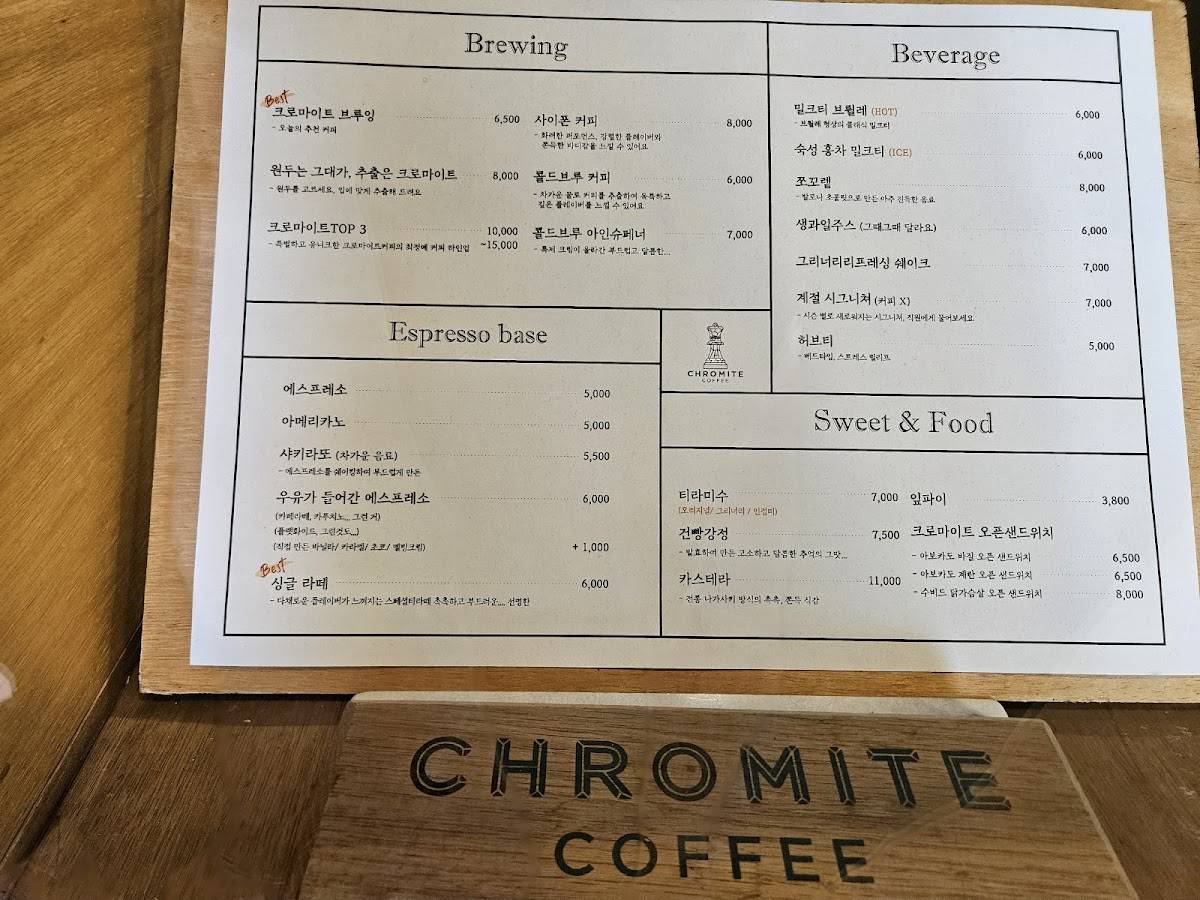 Chromite Coffee меню
