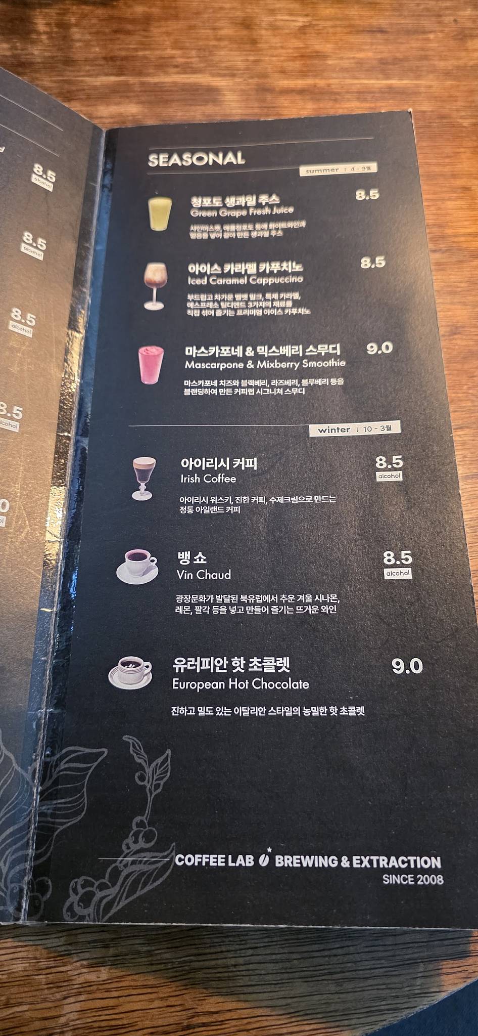 Coffee Lab Keopilaeb Mapo меню
