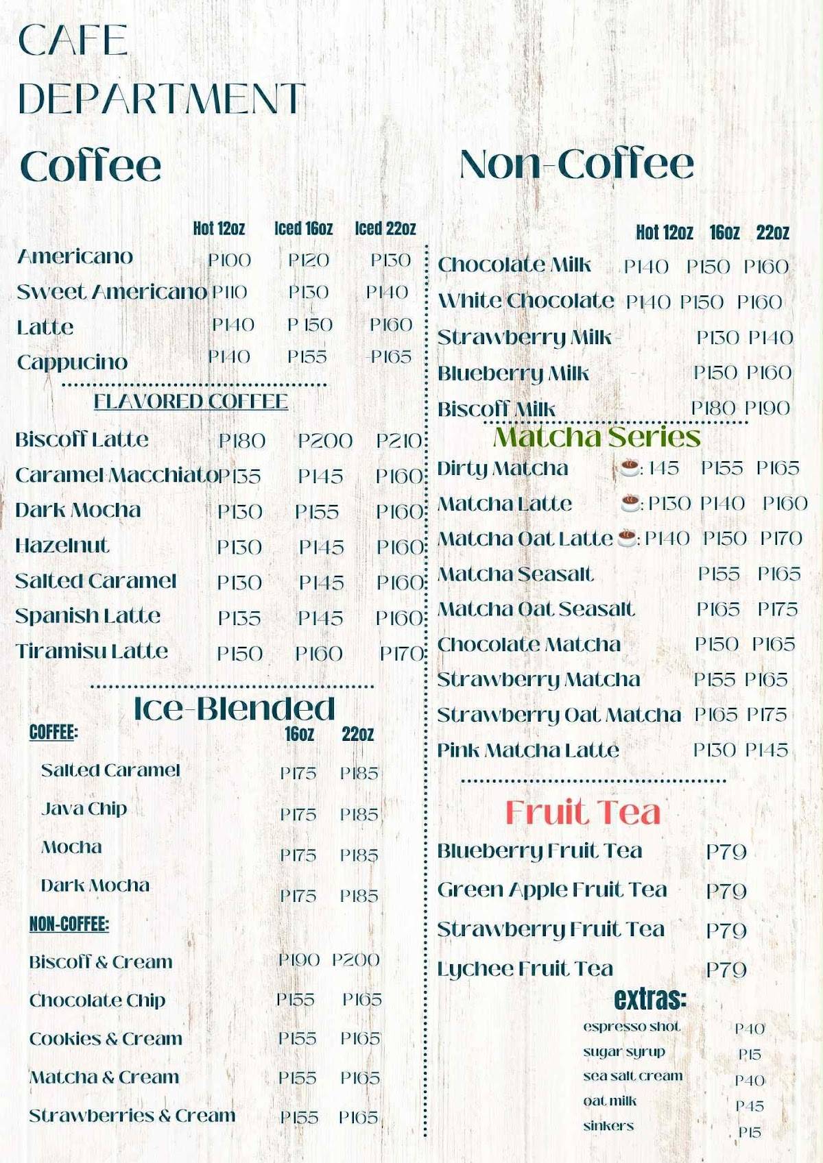 Cafe Department меню