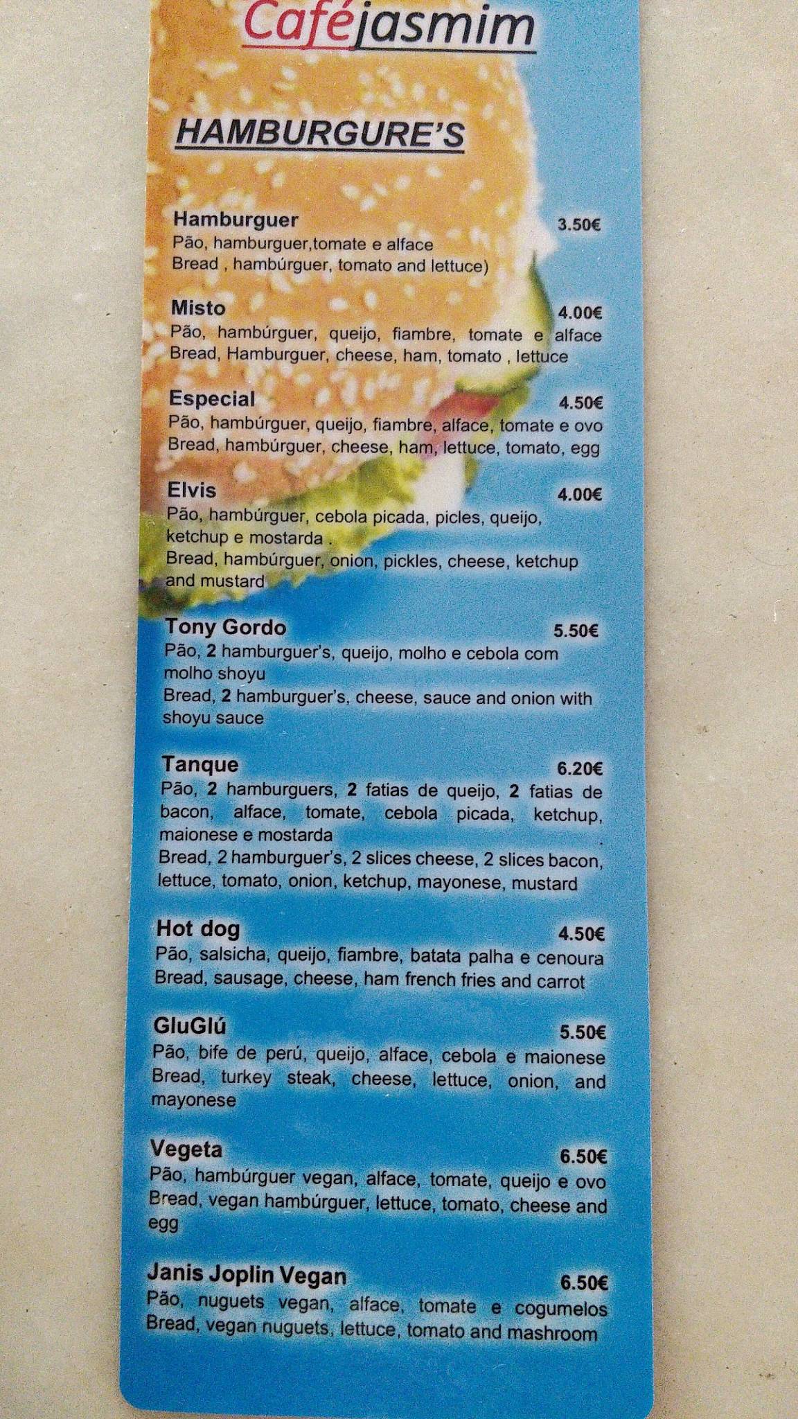 Café Jasmim меню