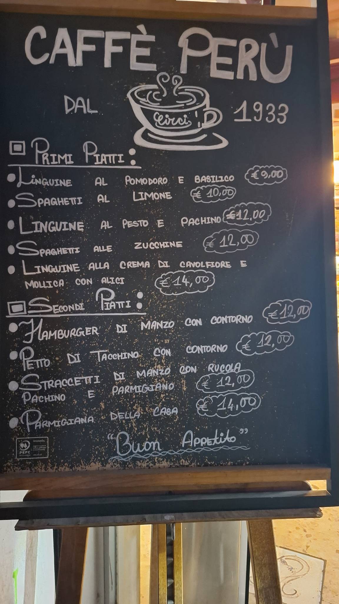Caffè Perù меню