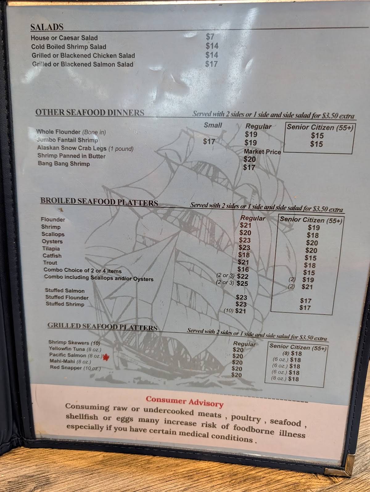 Captain Stanley's Seafood Restaurant меню