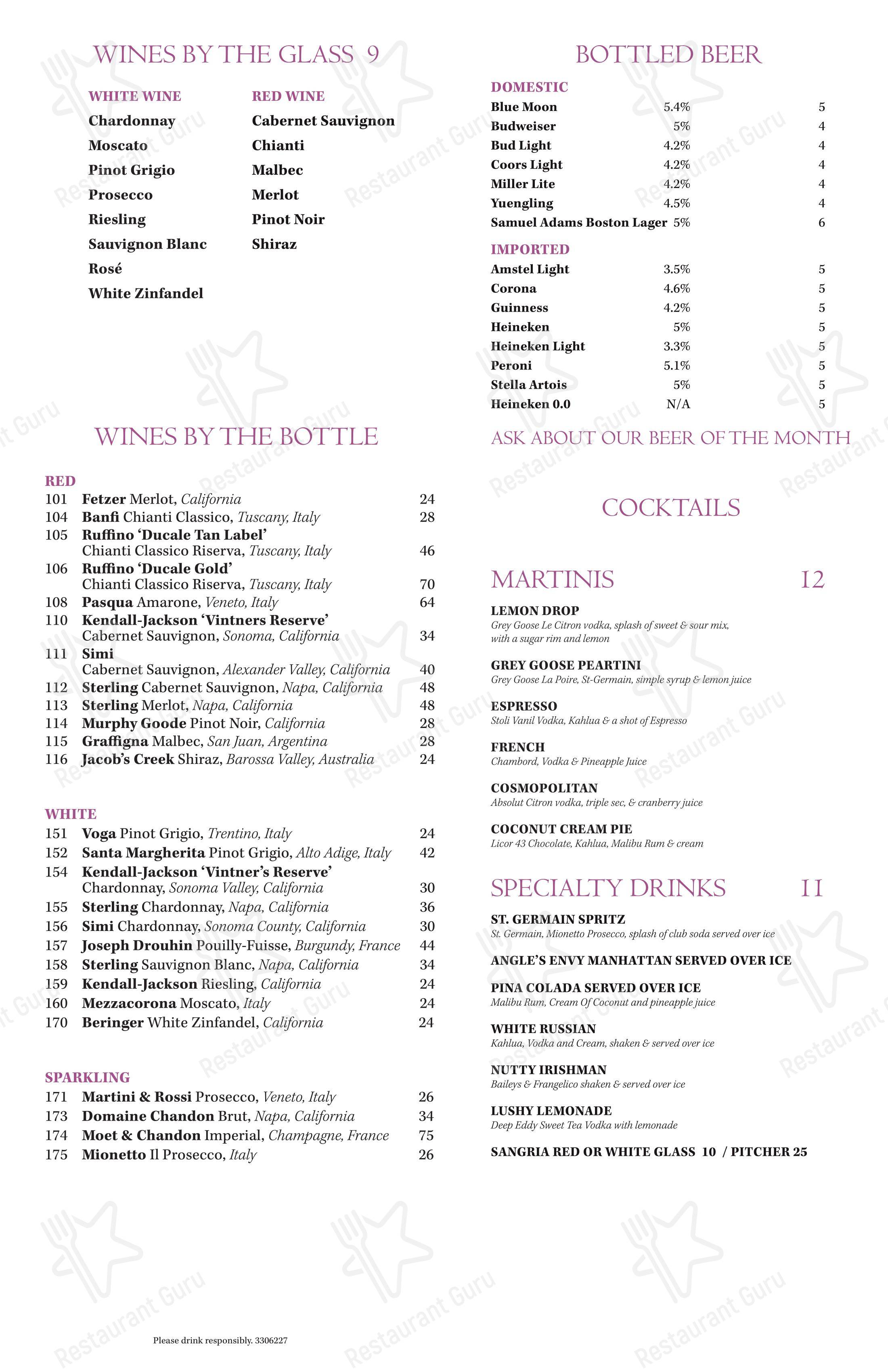 Carpaccio Ristorante в Мидлсексе - 菜单