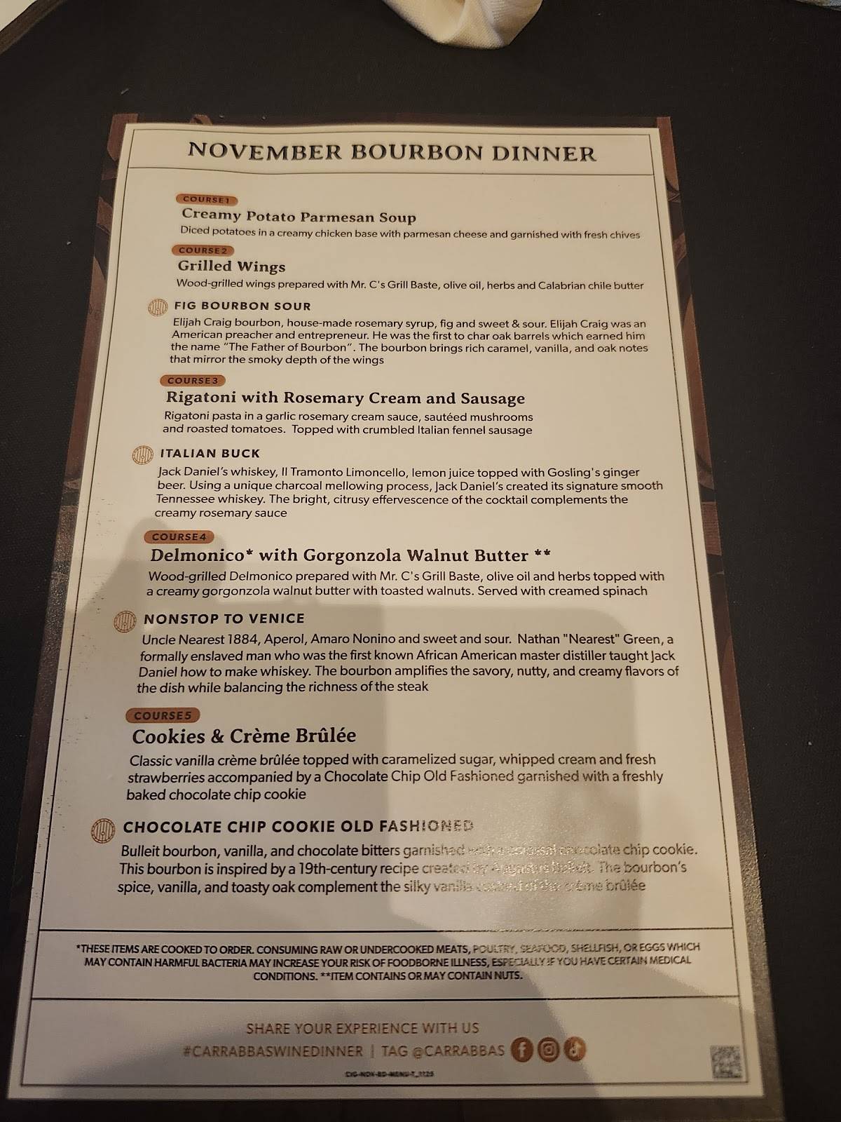 Carrabba's Italian Grill меню