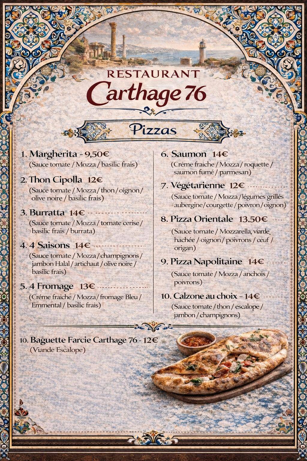 Carthage 76 меню