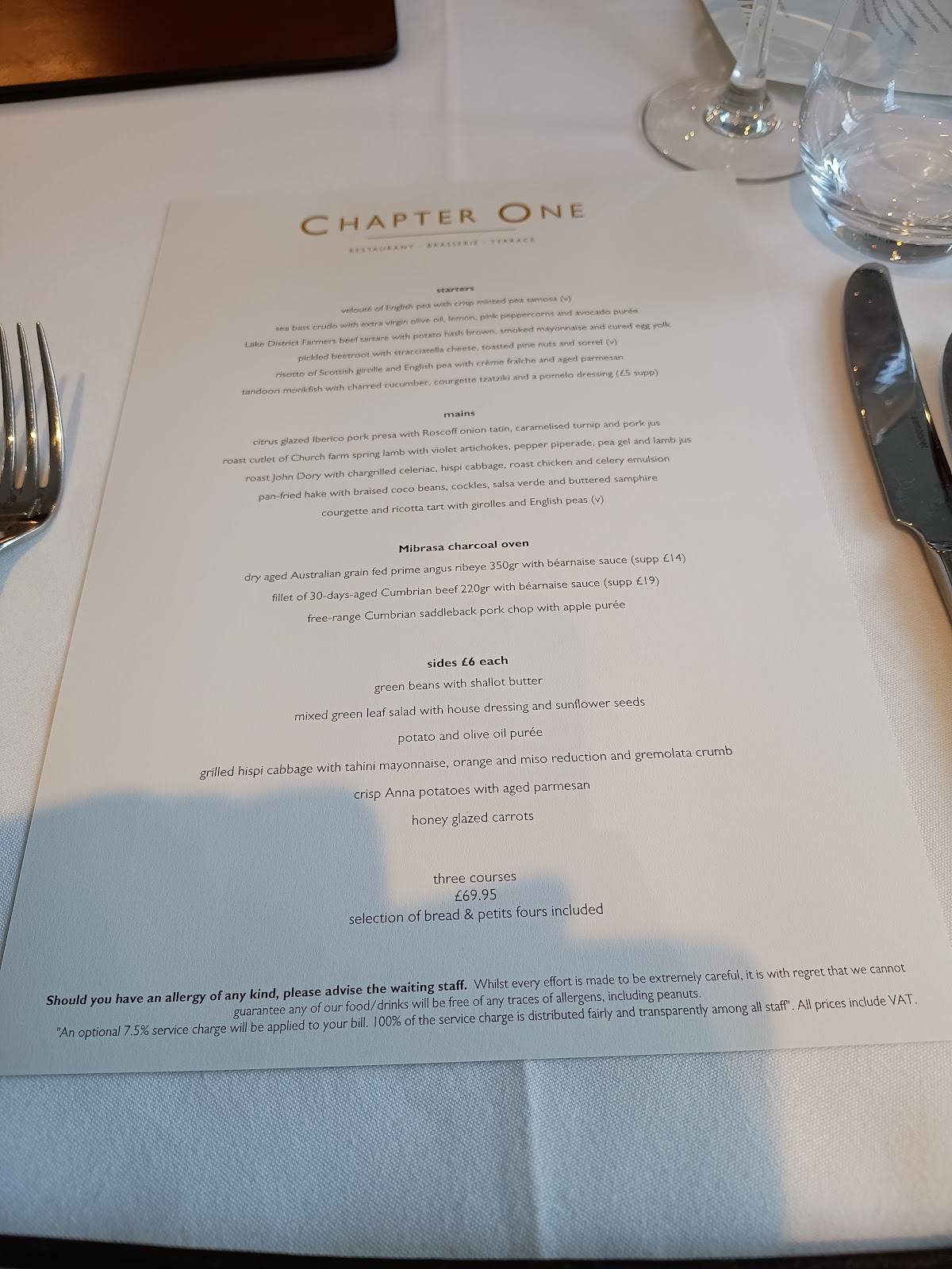 Chapter One меню