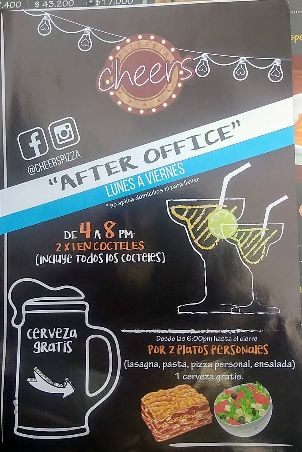 Cheers Pizzería Ingenio меню