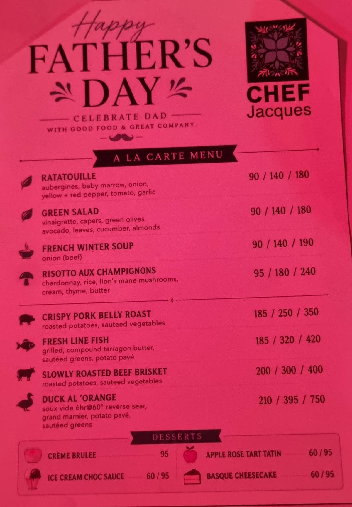 Chef Jacques меню
