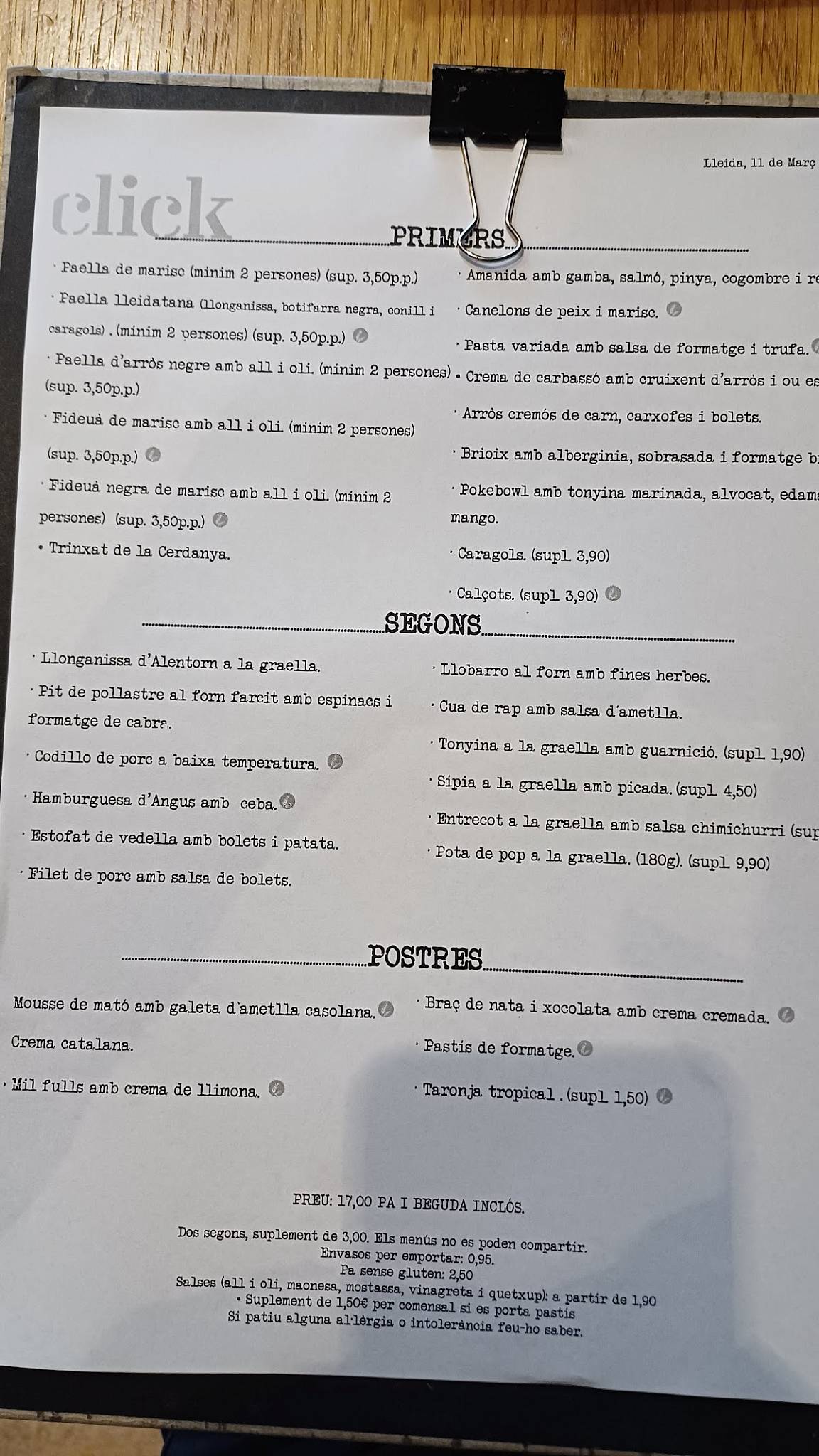 Click Menú меню