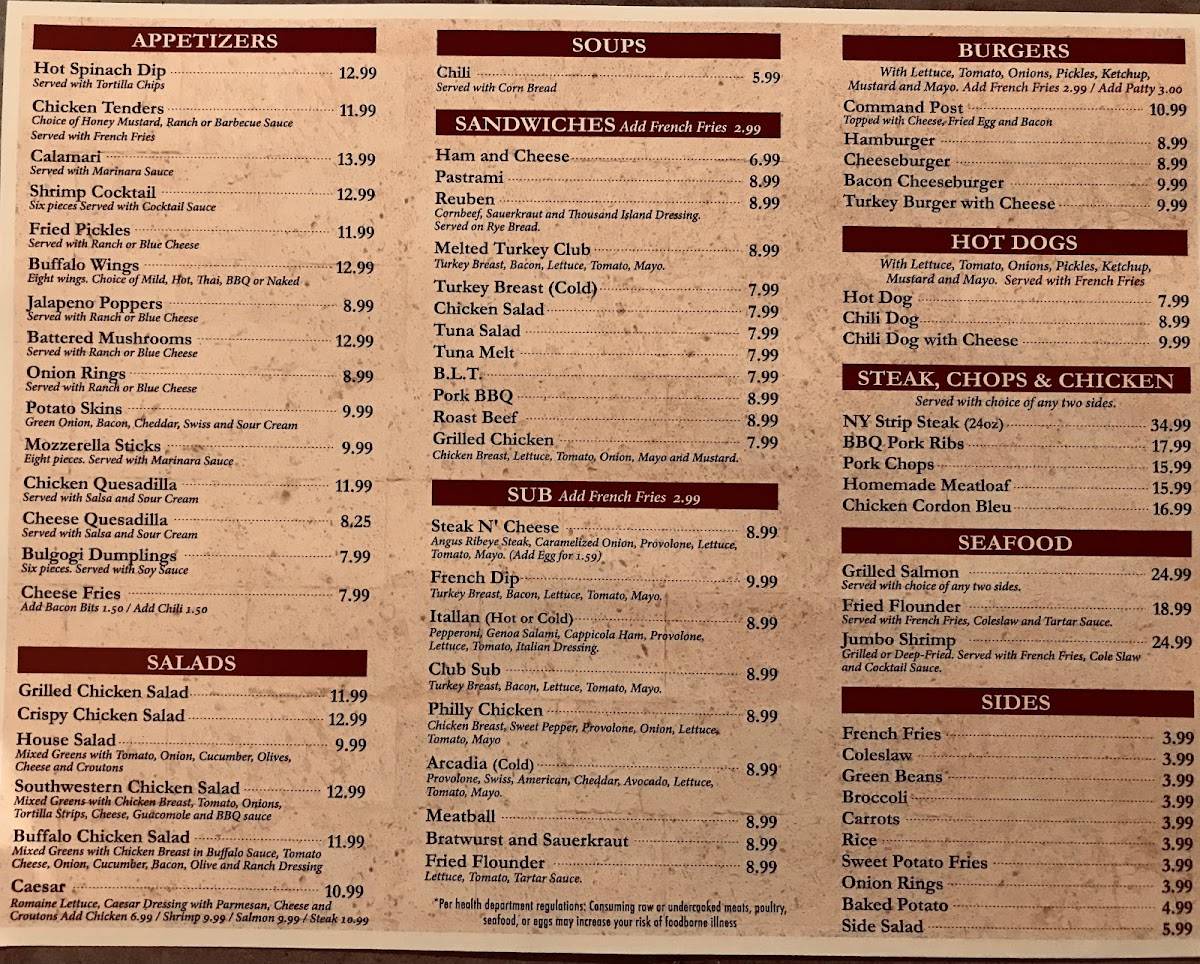 SimpLee’s Command Post Sports Bar and Grill меню