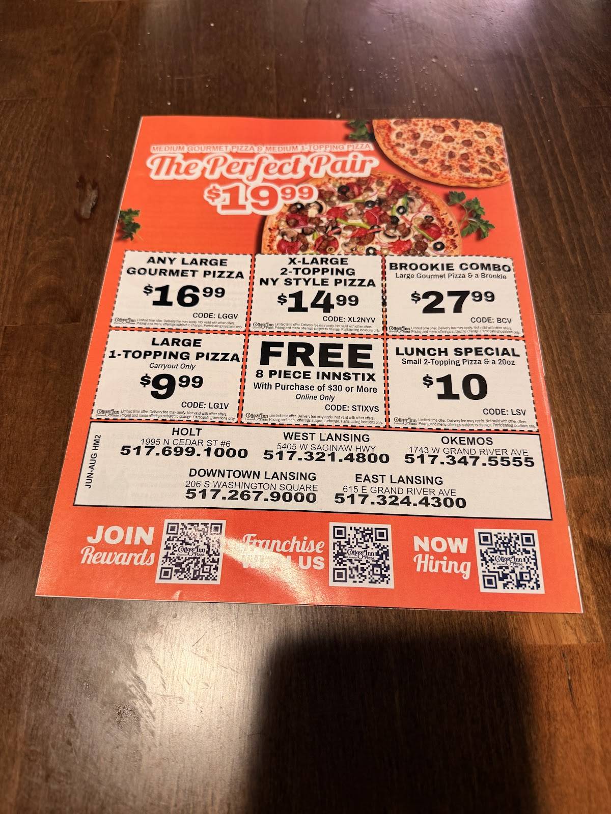 Cottage Inn Pizza Downtown Lansing меню