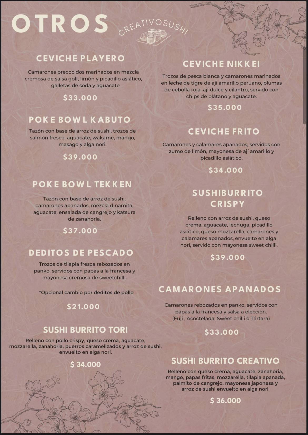 Creativo Sushi Rionegro меню