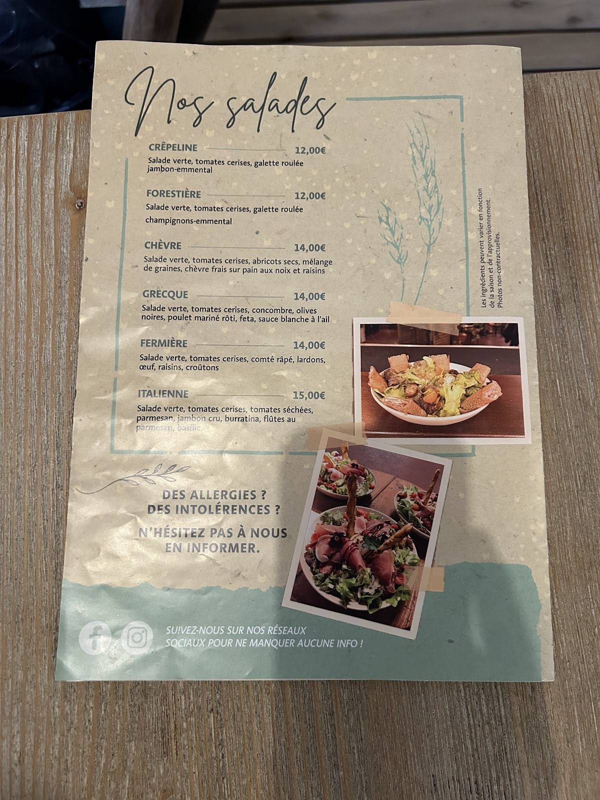 Crêpeline меню