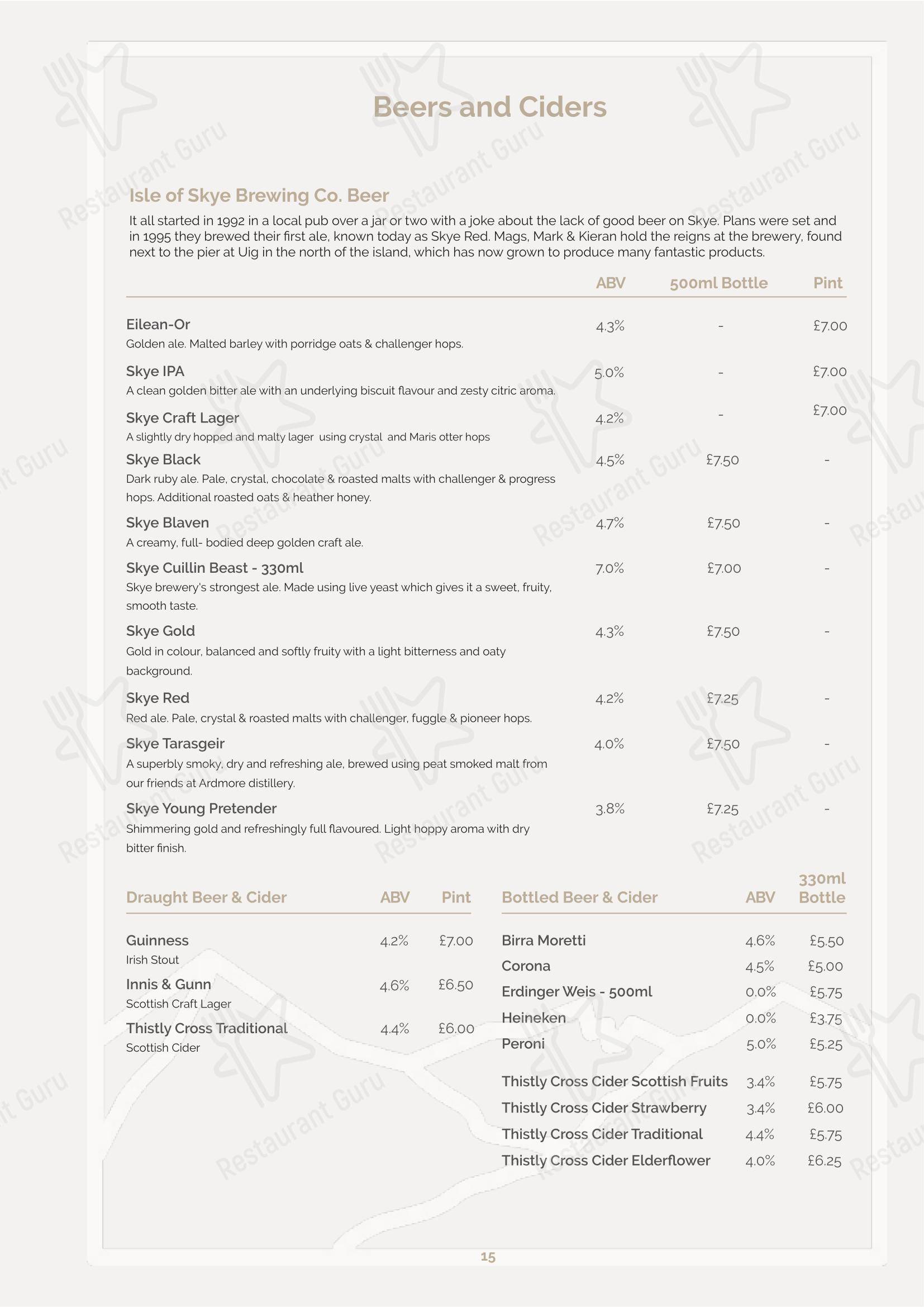 Cuillin Hills Hotel в Портри - Ночное меню