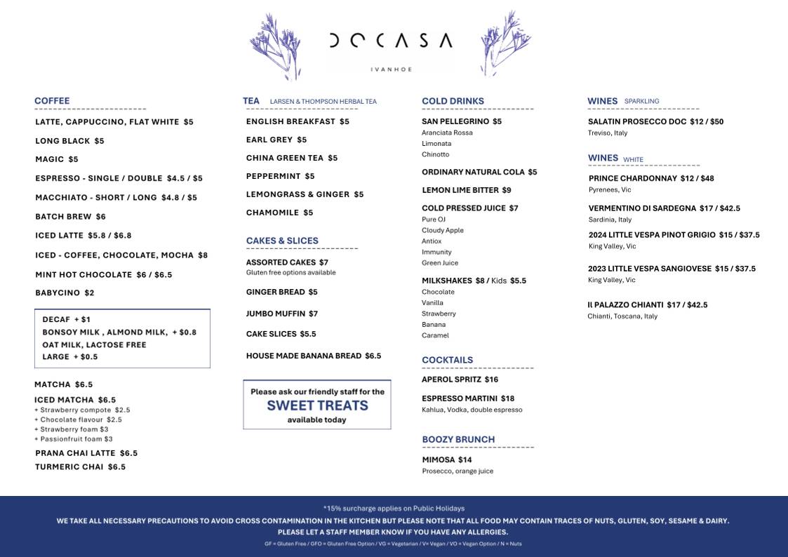 DOCASA меню