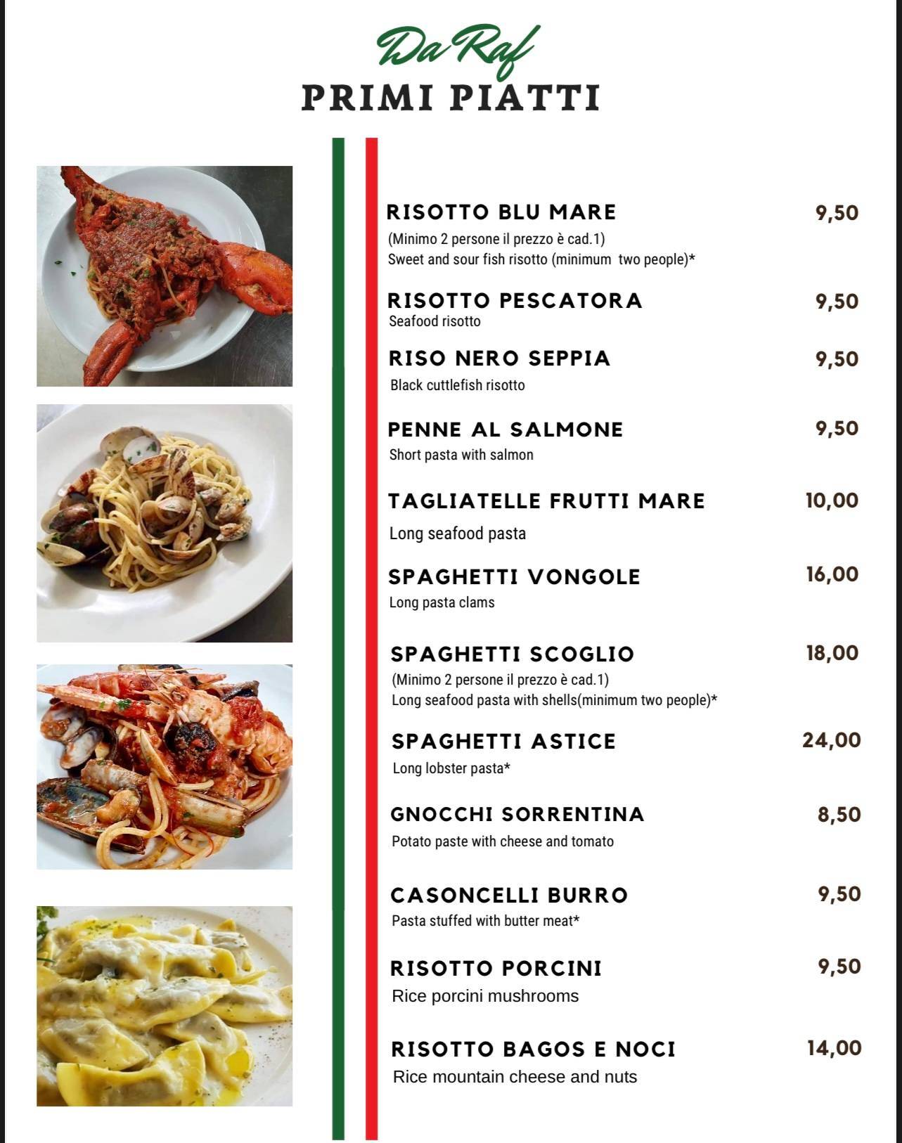 Ristorante Pizzeria Da Raf меню