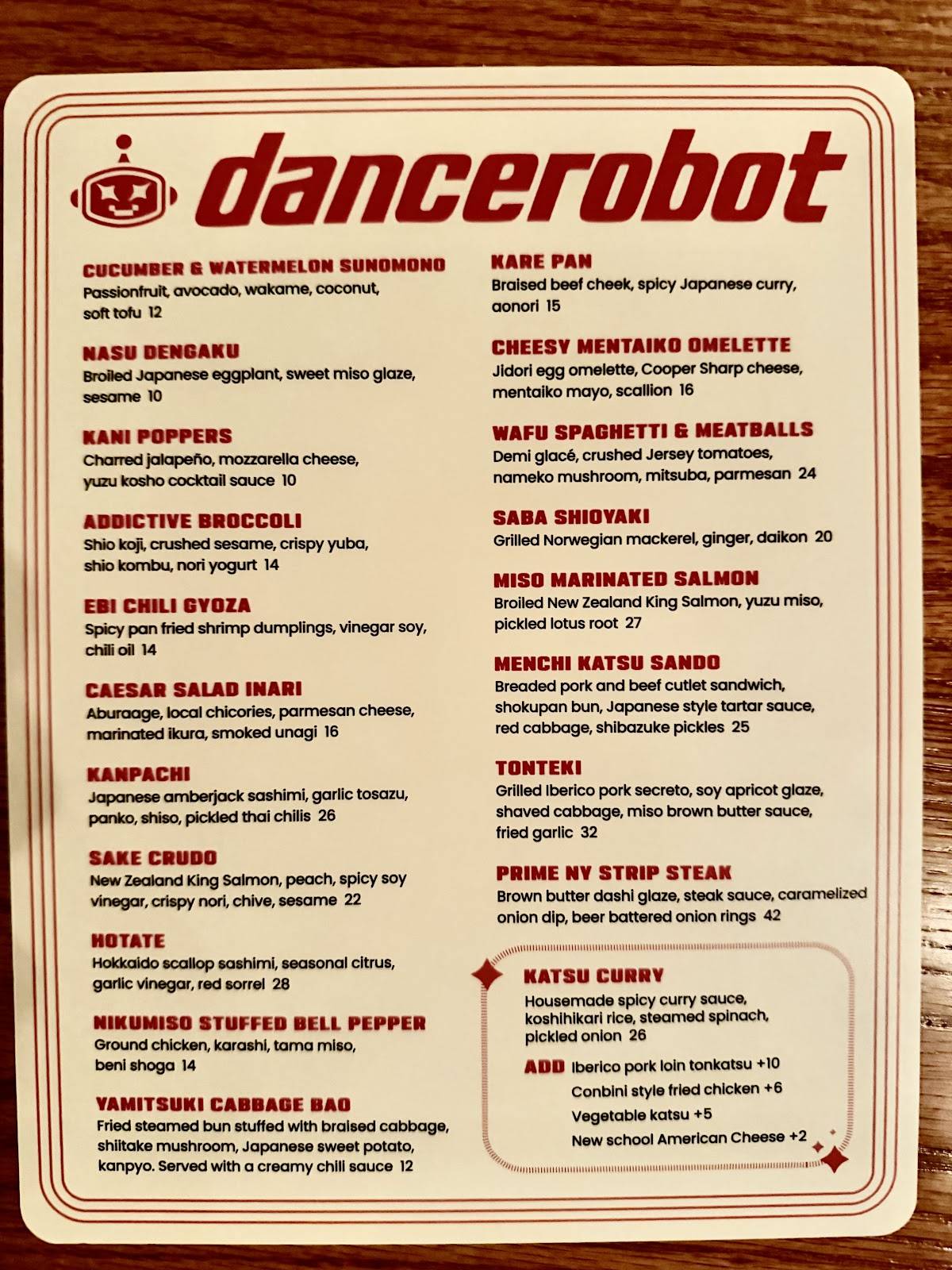 Dancerobot меню