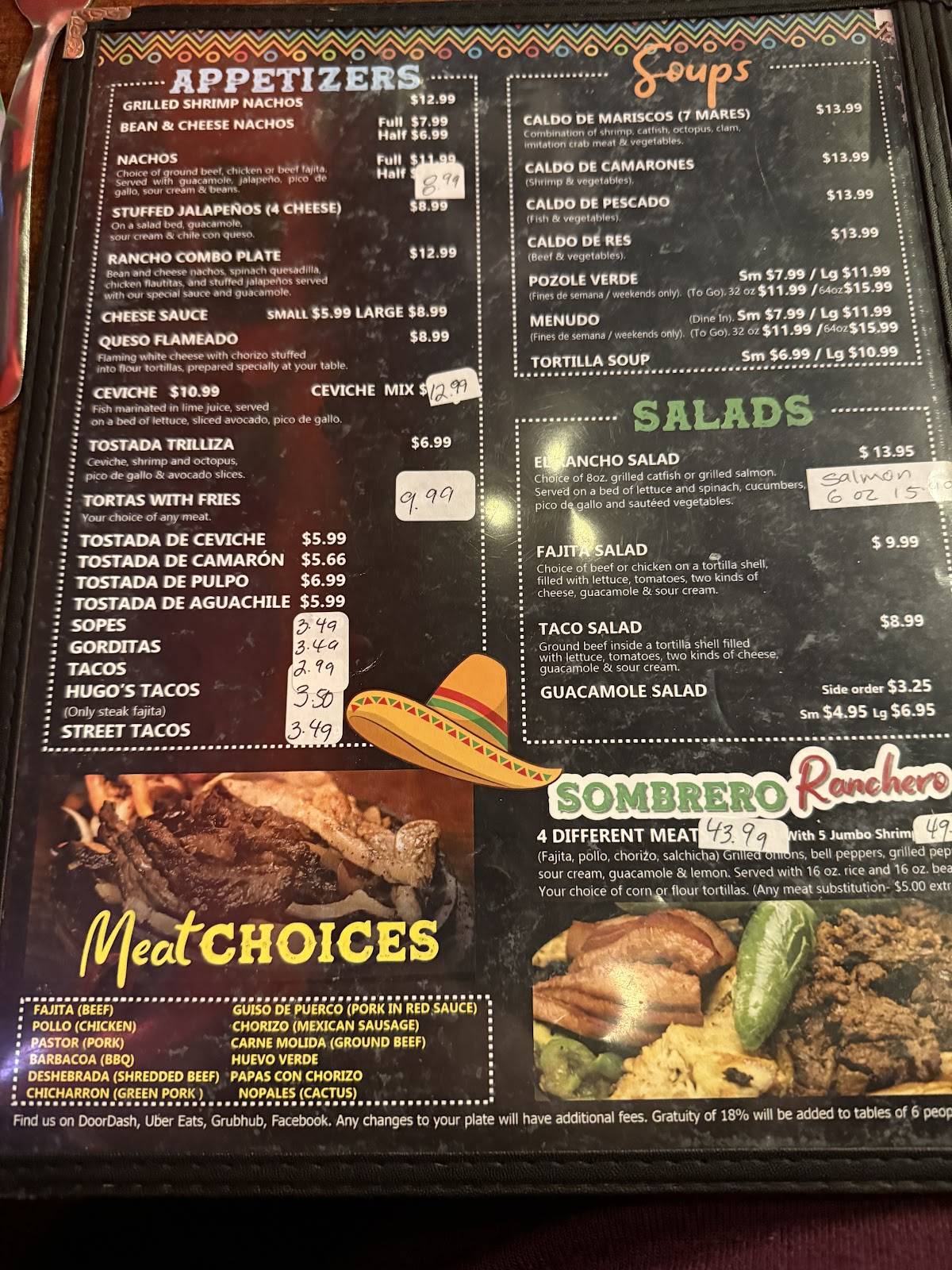 Del Rancho Mexican Grill меню