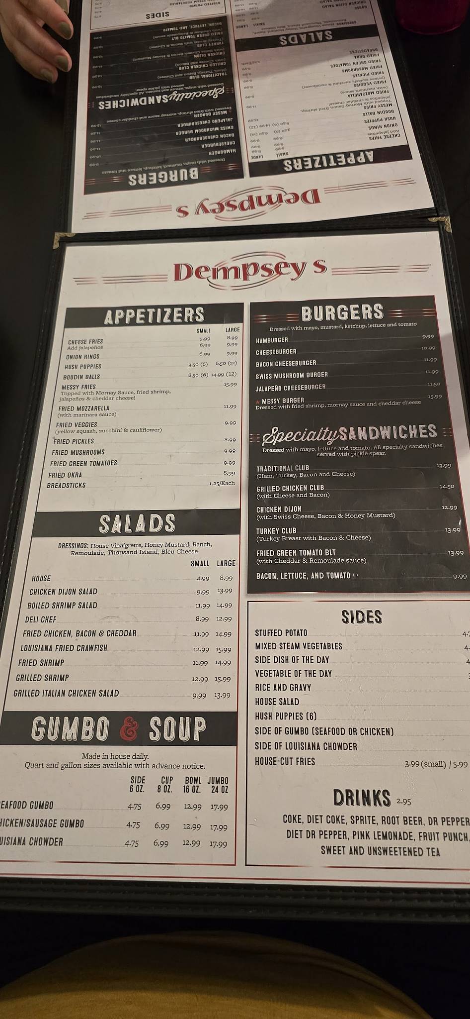 Dempsey's Poboys меню