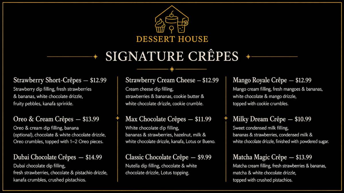 Dessert House меню
