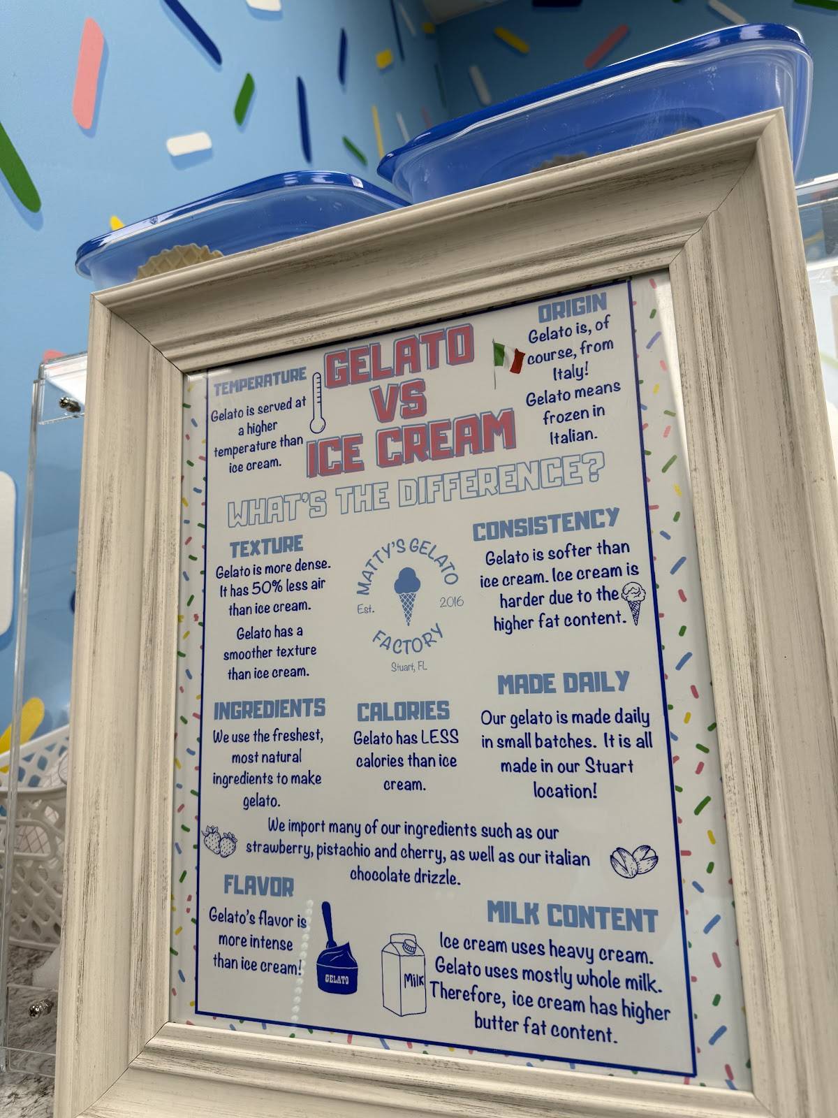 Matty's Gelato Factory : Stuart меню