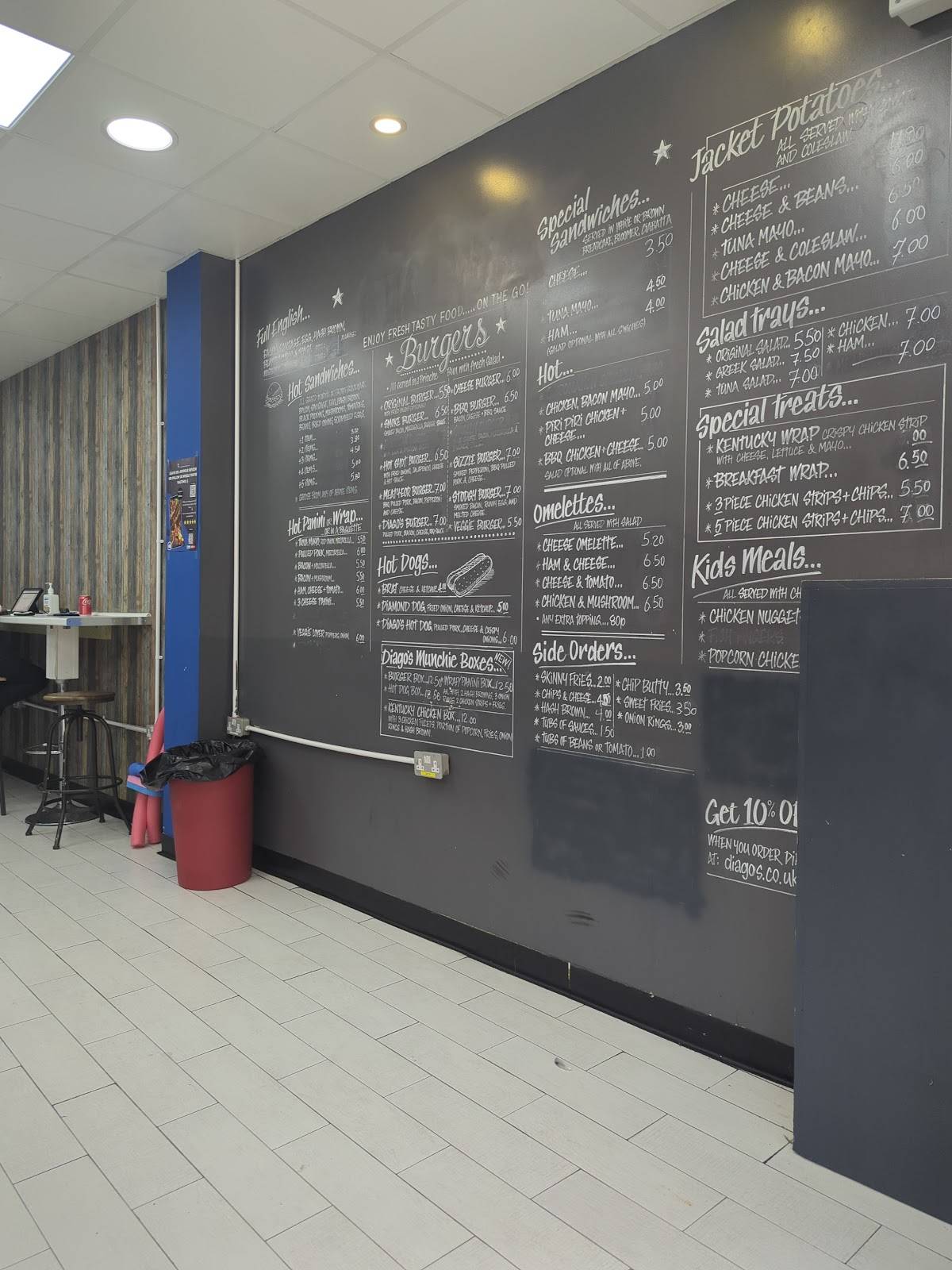 Diago's and El Greco (Greek food restaurant & takeaway) меню
