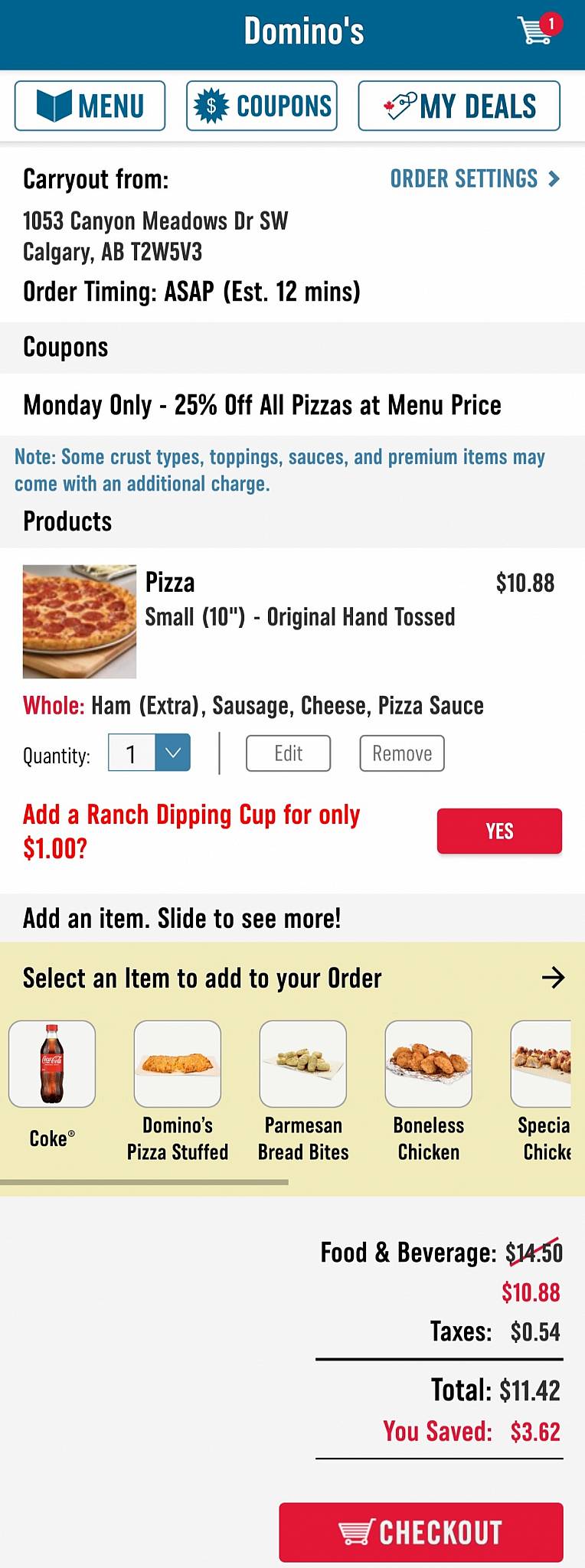 Domino's Pizza меню