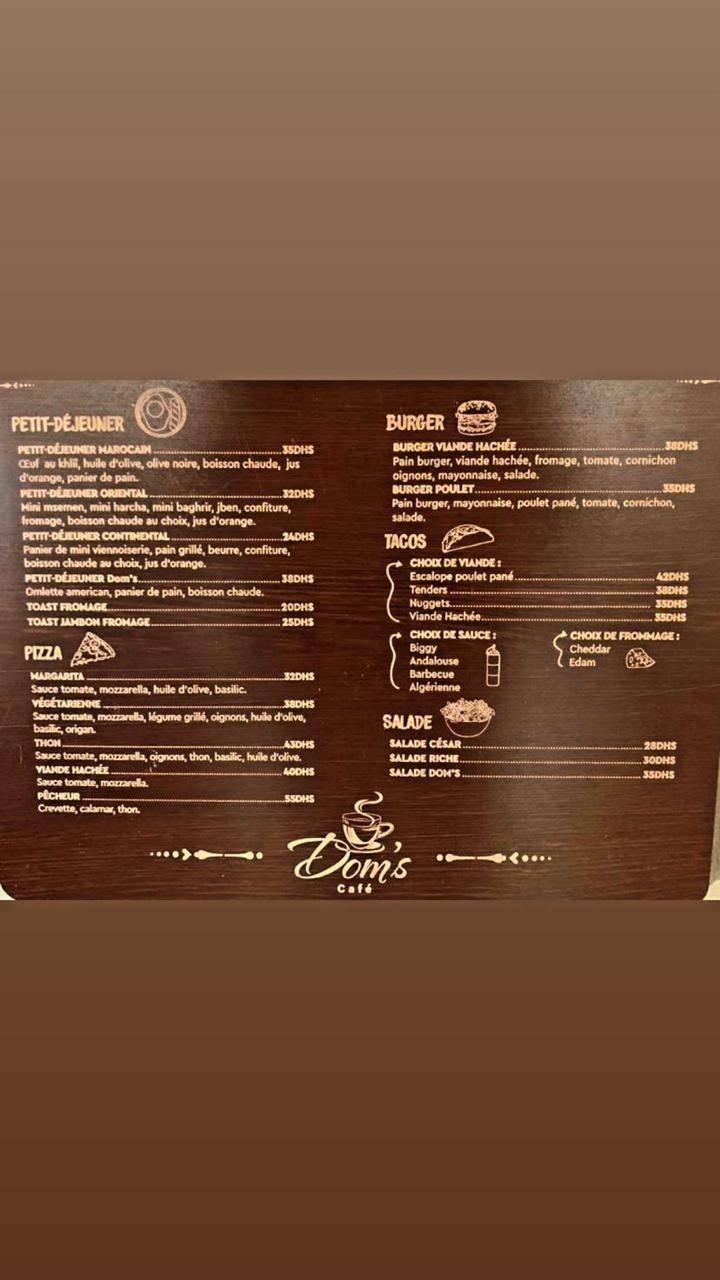 Dom's Café меню