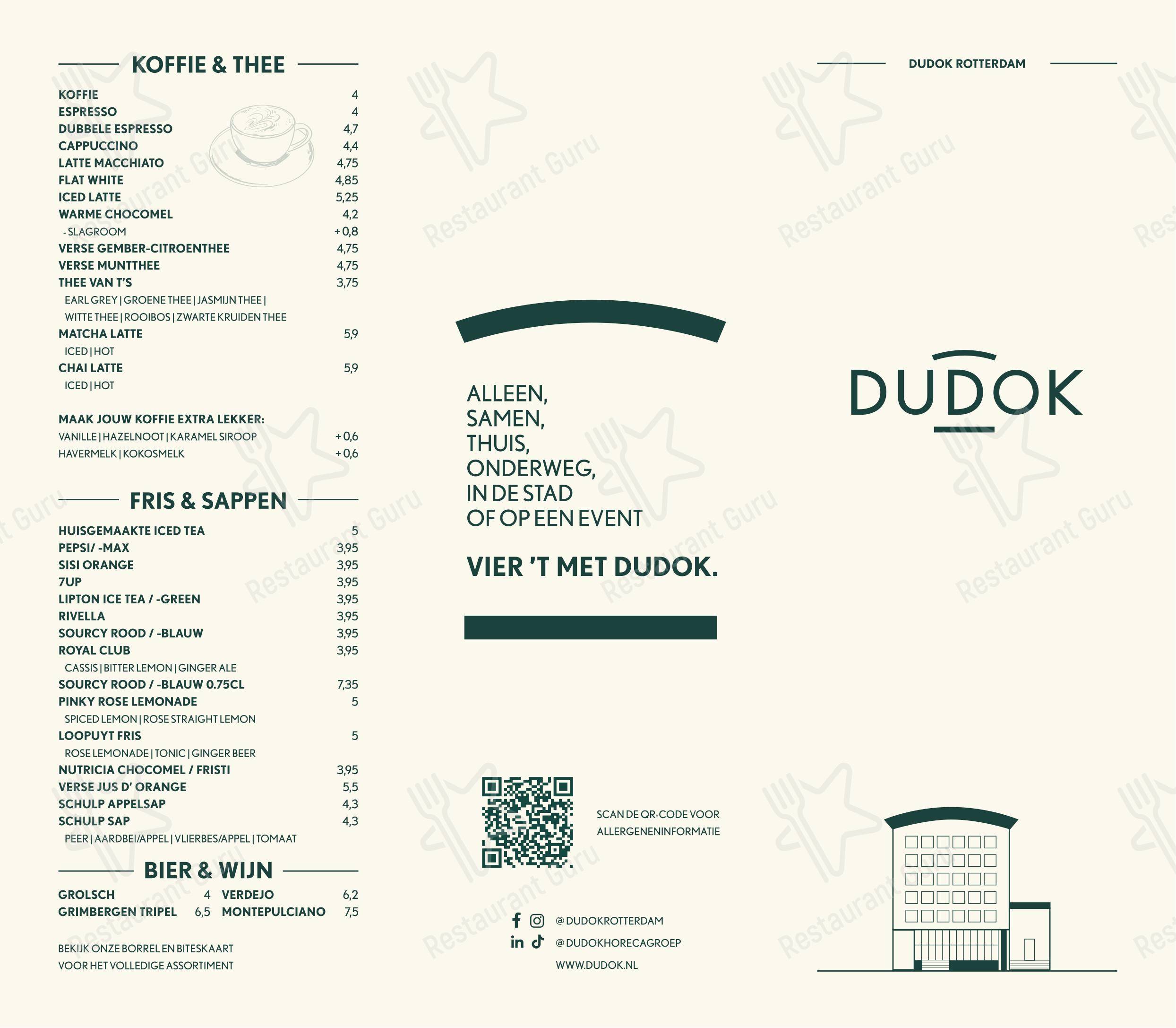Меню ресторана Dudok