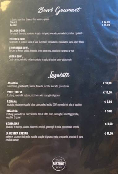 E-bistrot Roma Pantheon меню