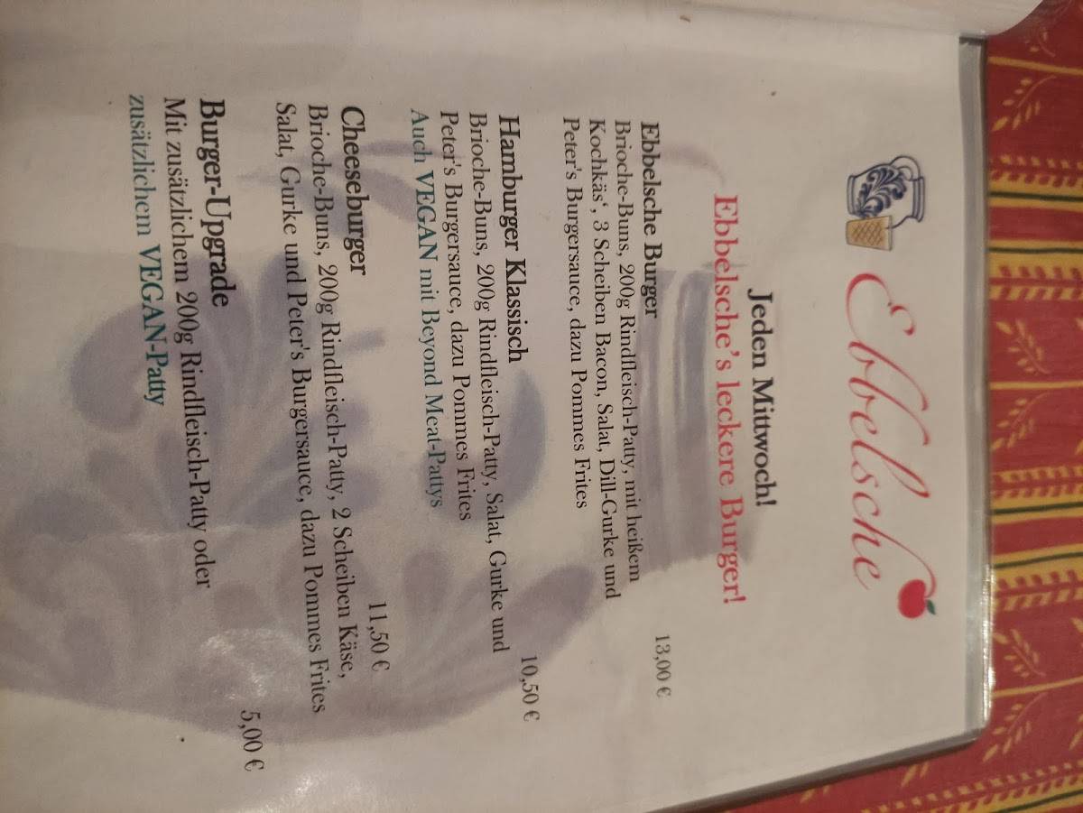 Ebbelsche Apfelweinlokal меню