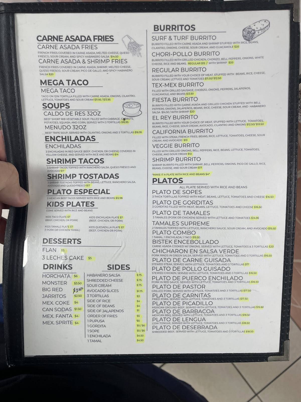 El Rey Taqueria меню