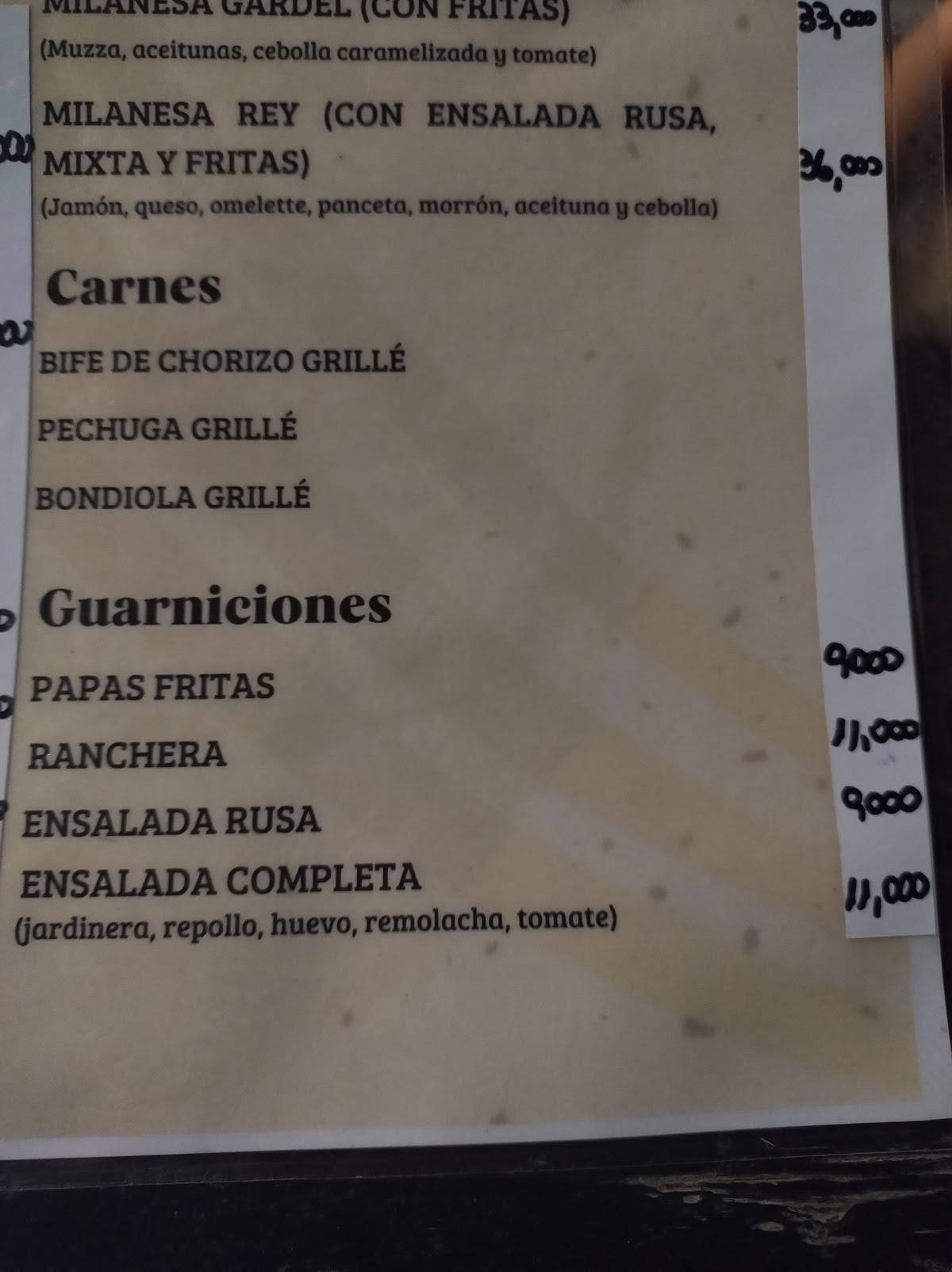 El rey del chivito Colón меню