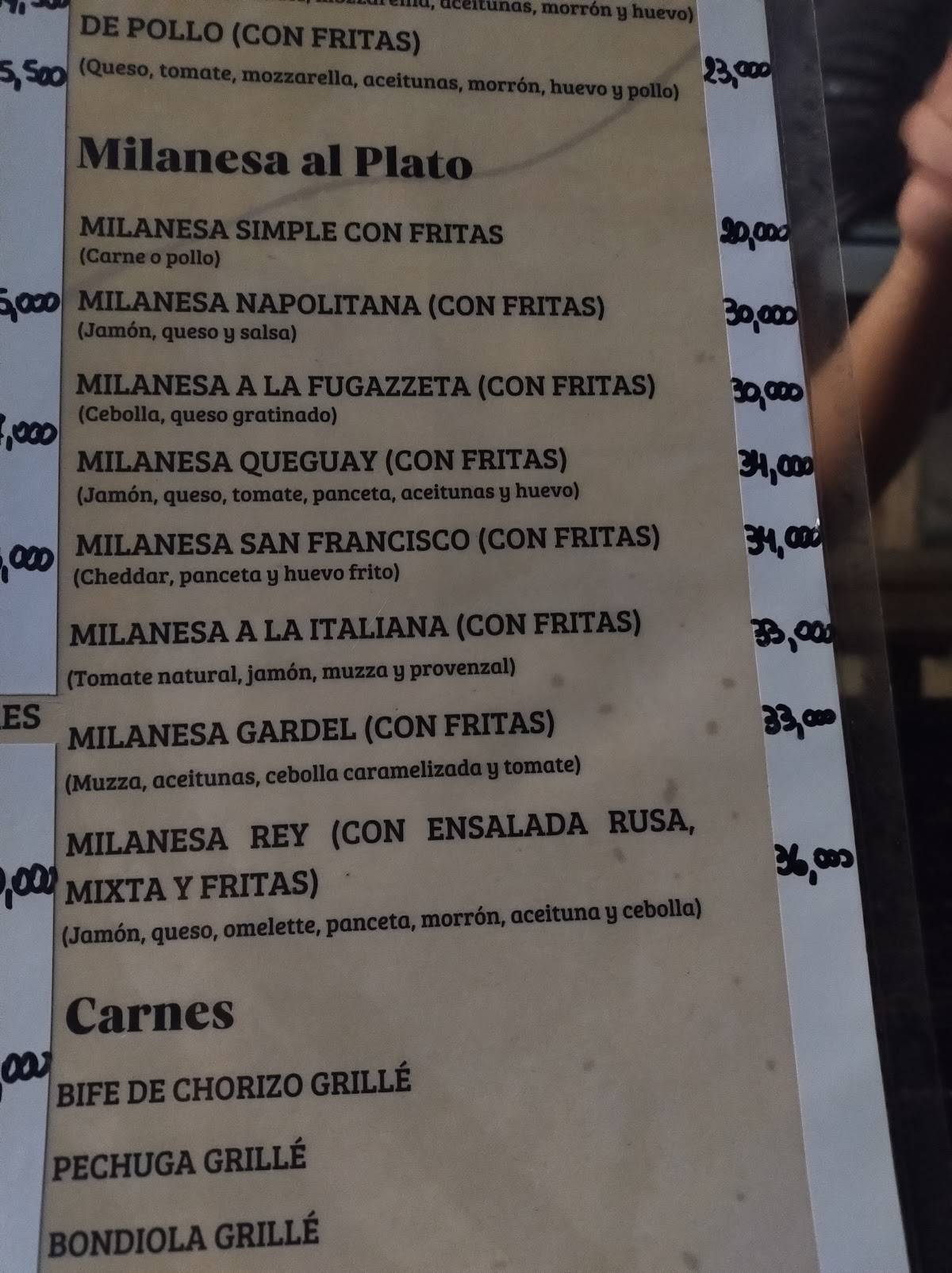 El rey del chivito Colón меню
