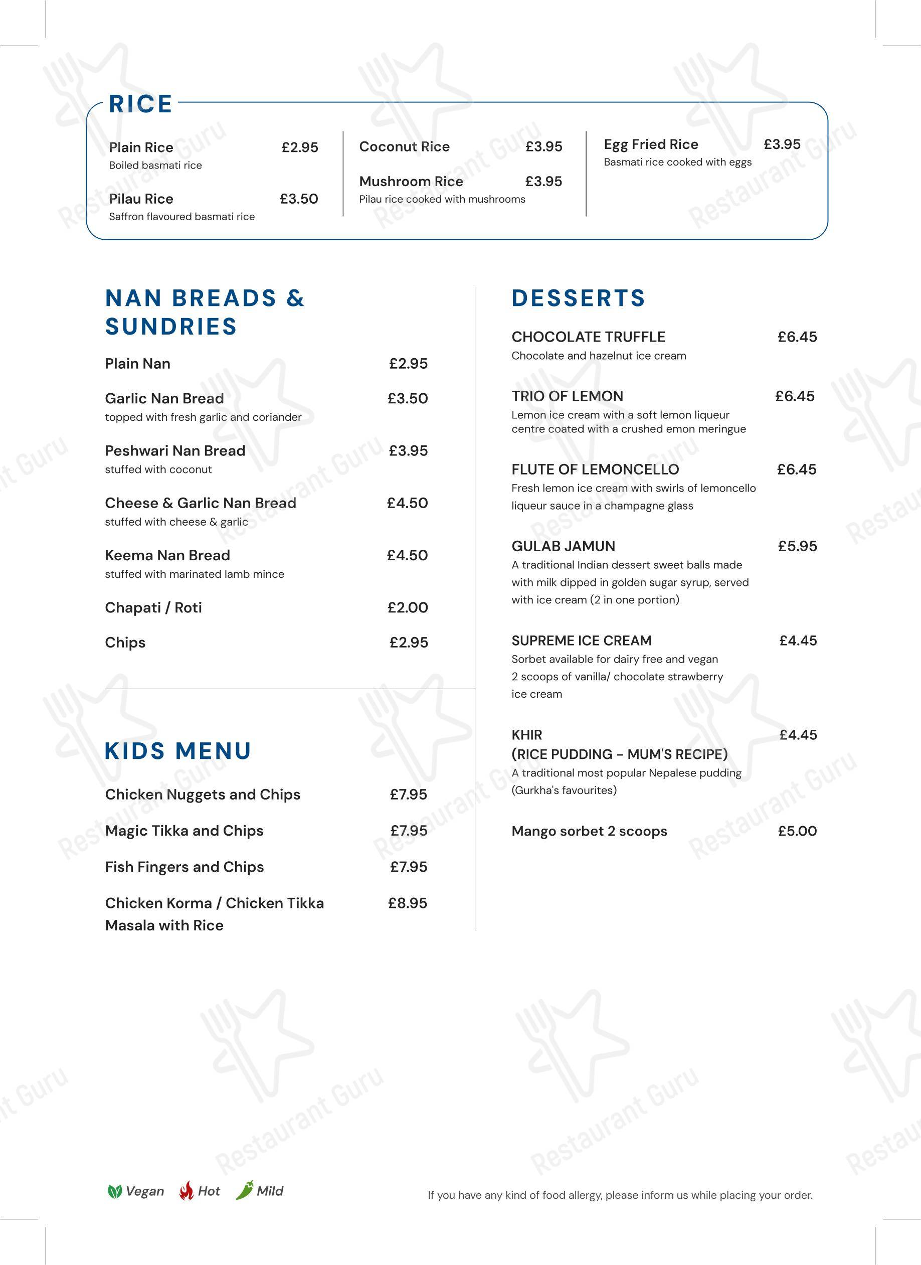 Меню ресторана Everest Inn Perth - Меню напитков