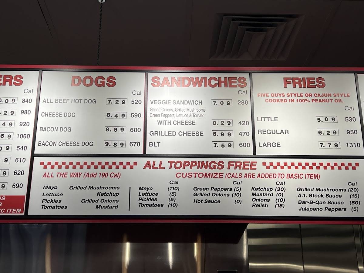 Five Guys меню