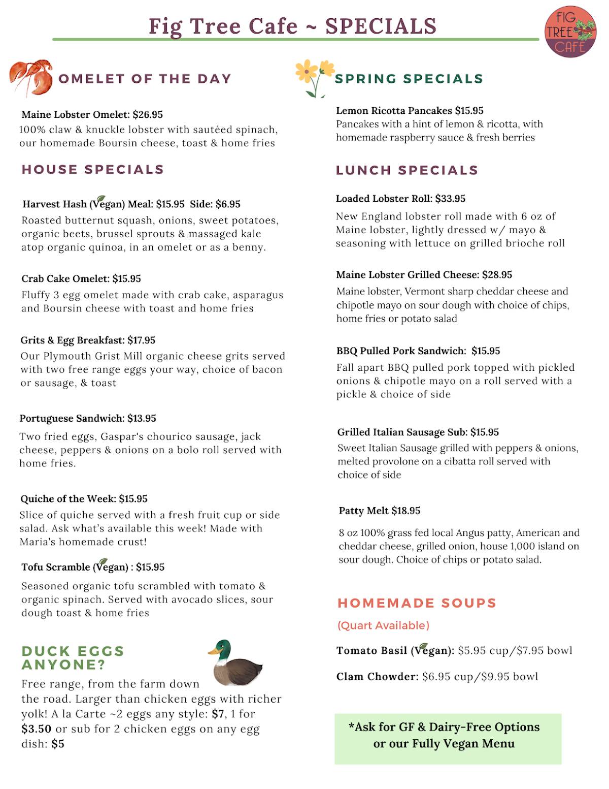 Fig Tree Cafe меню