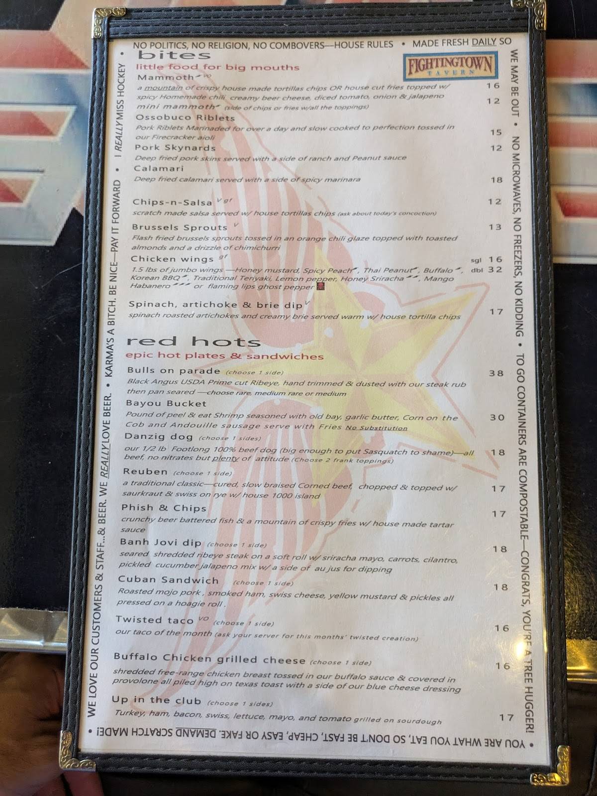 Fightingtown Tavern меню