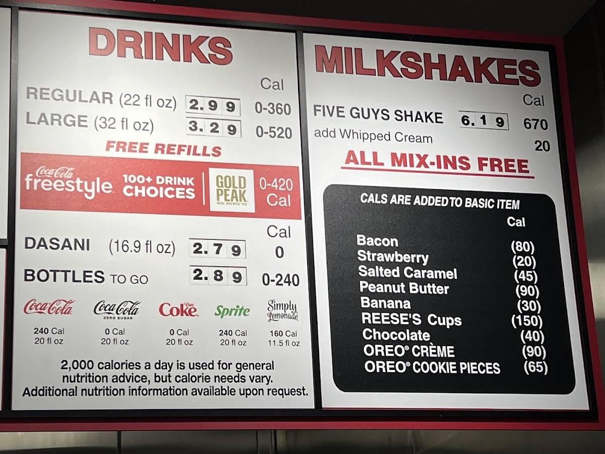 Five Guys меню