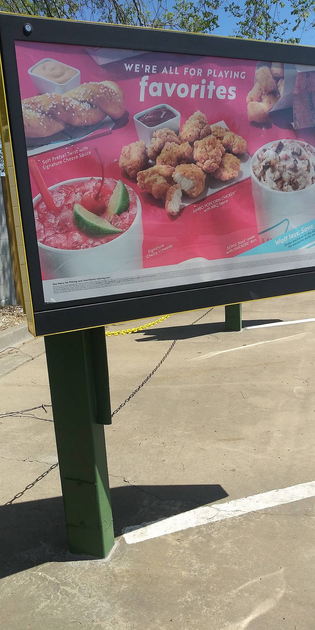 Sonic Drive-In меню