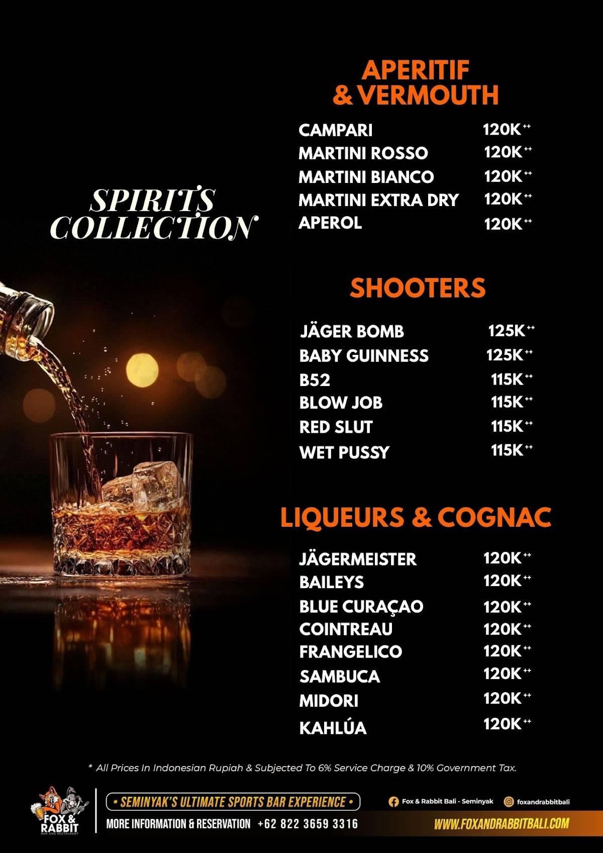 Fox & Rabbit Sports Bar and Restaurant меню